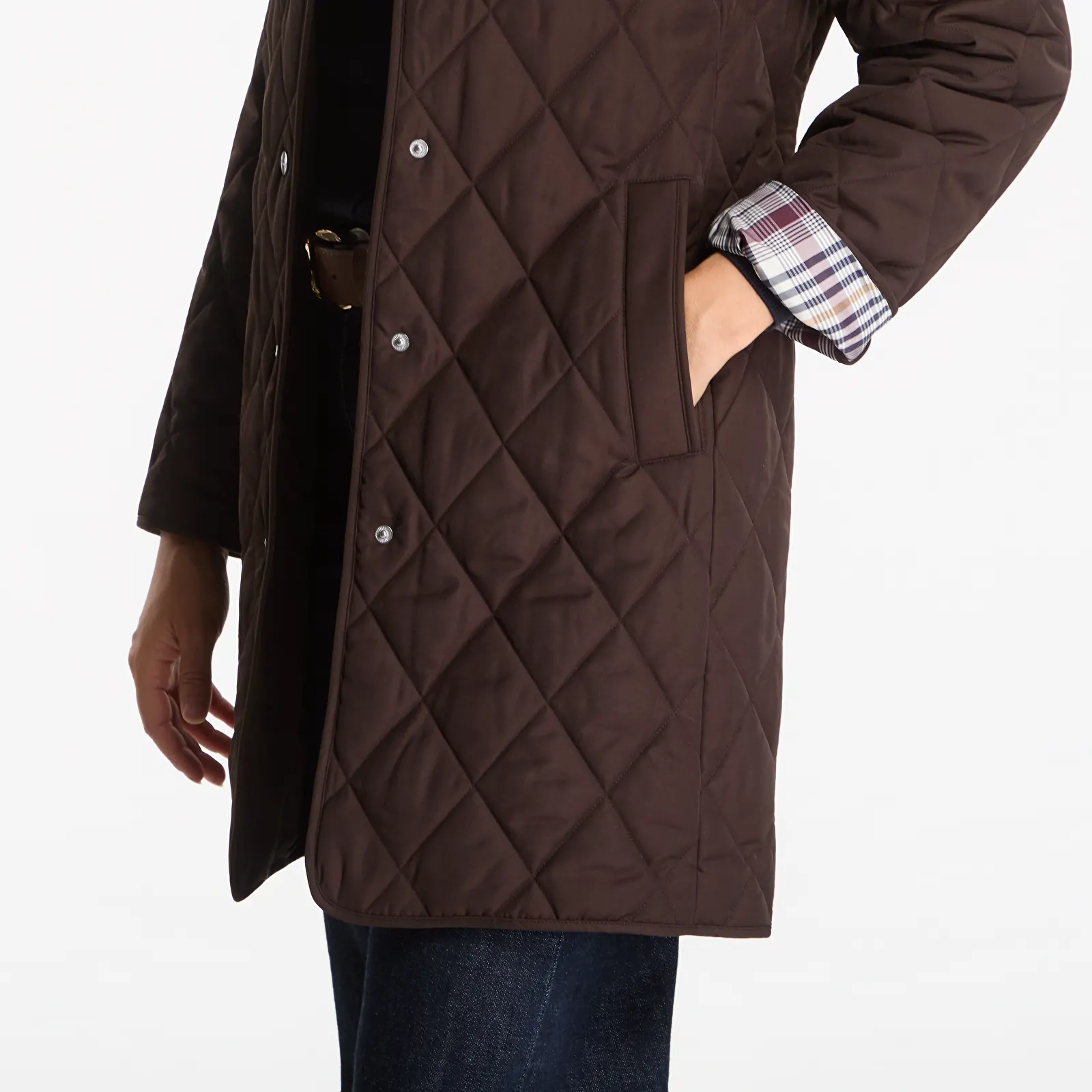 Kabáty Gant Fitted Quilted Coat Deep Brown
