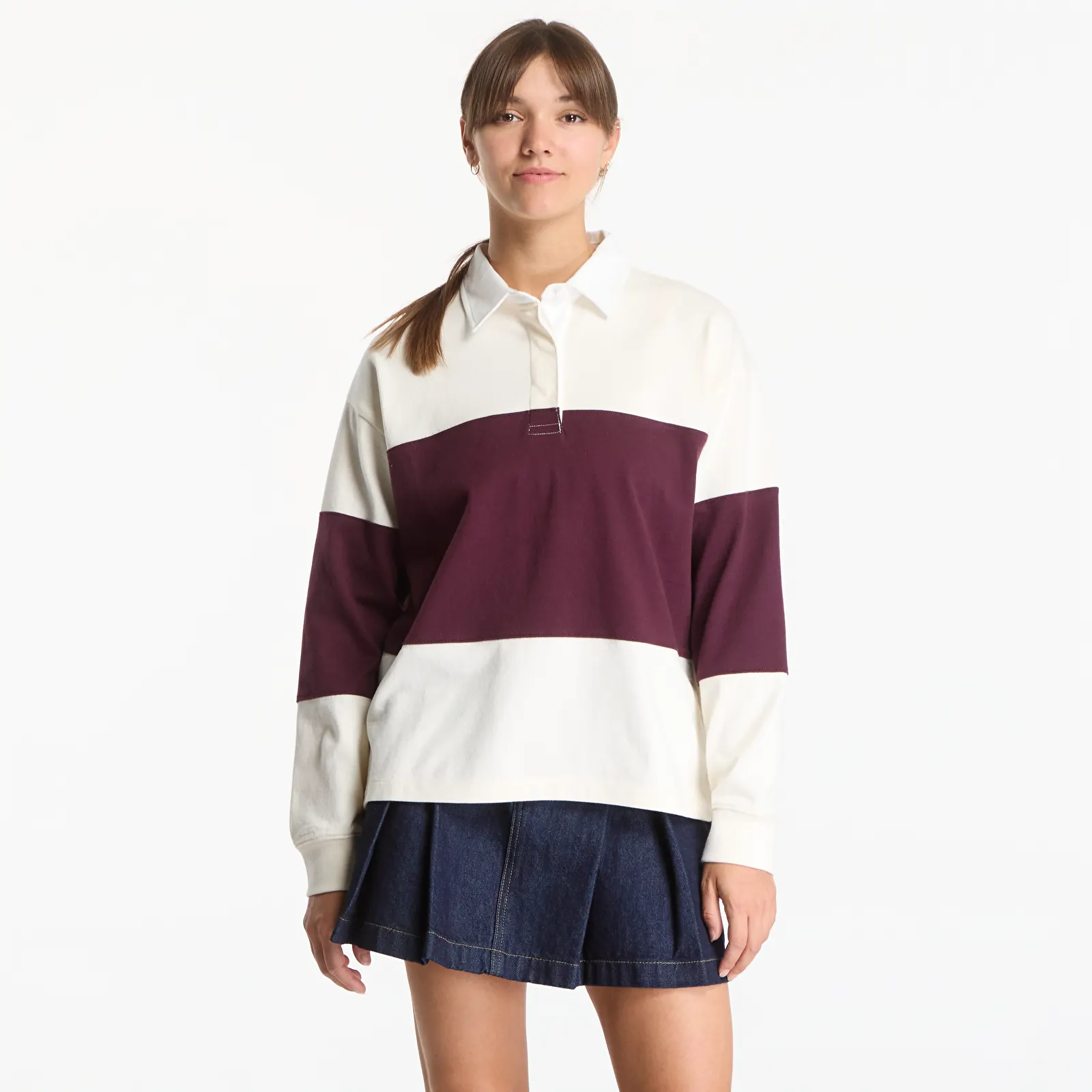 Pólók Gant Color Blocked Heavy Rugger Darkened Wine