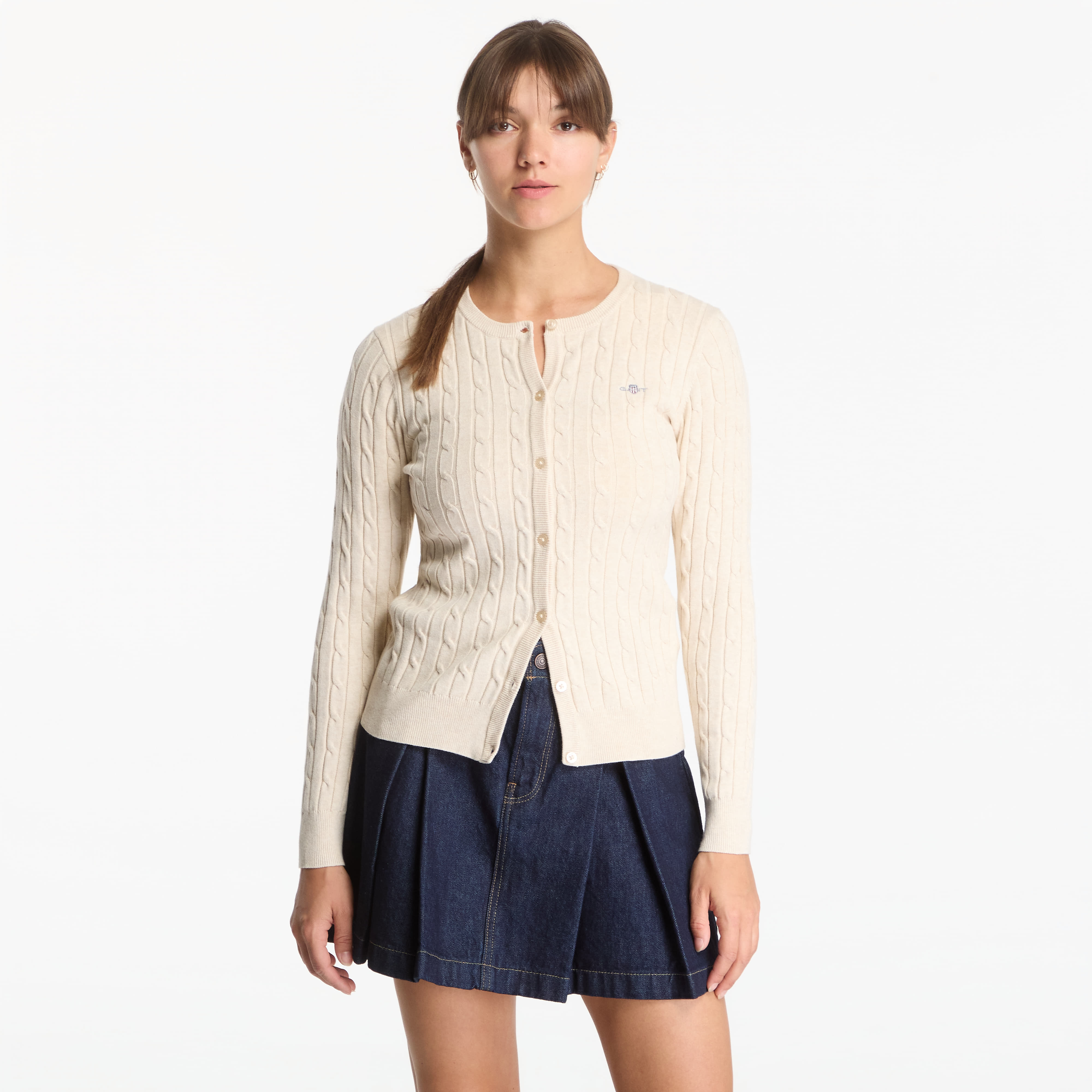 Пуловер Gant Stretch Cotton Cable Cardigan Dk Chocolate Brown M