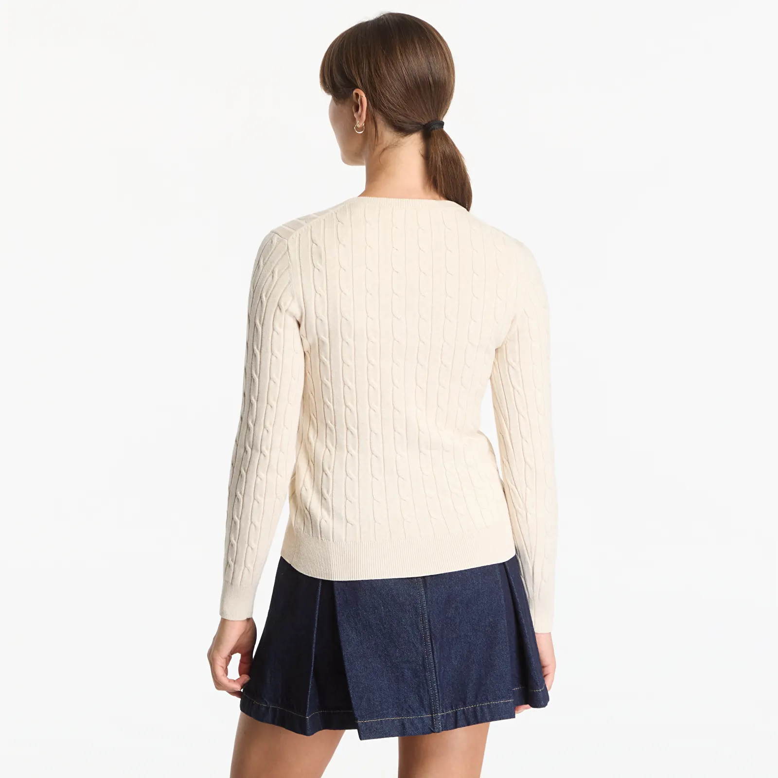 Truien Gant Stretch Cotton Cable Cardigan Dk Chocolate Brown
