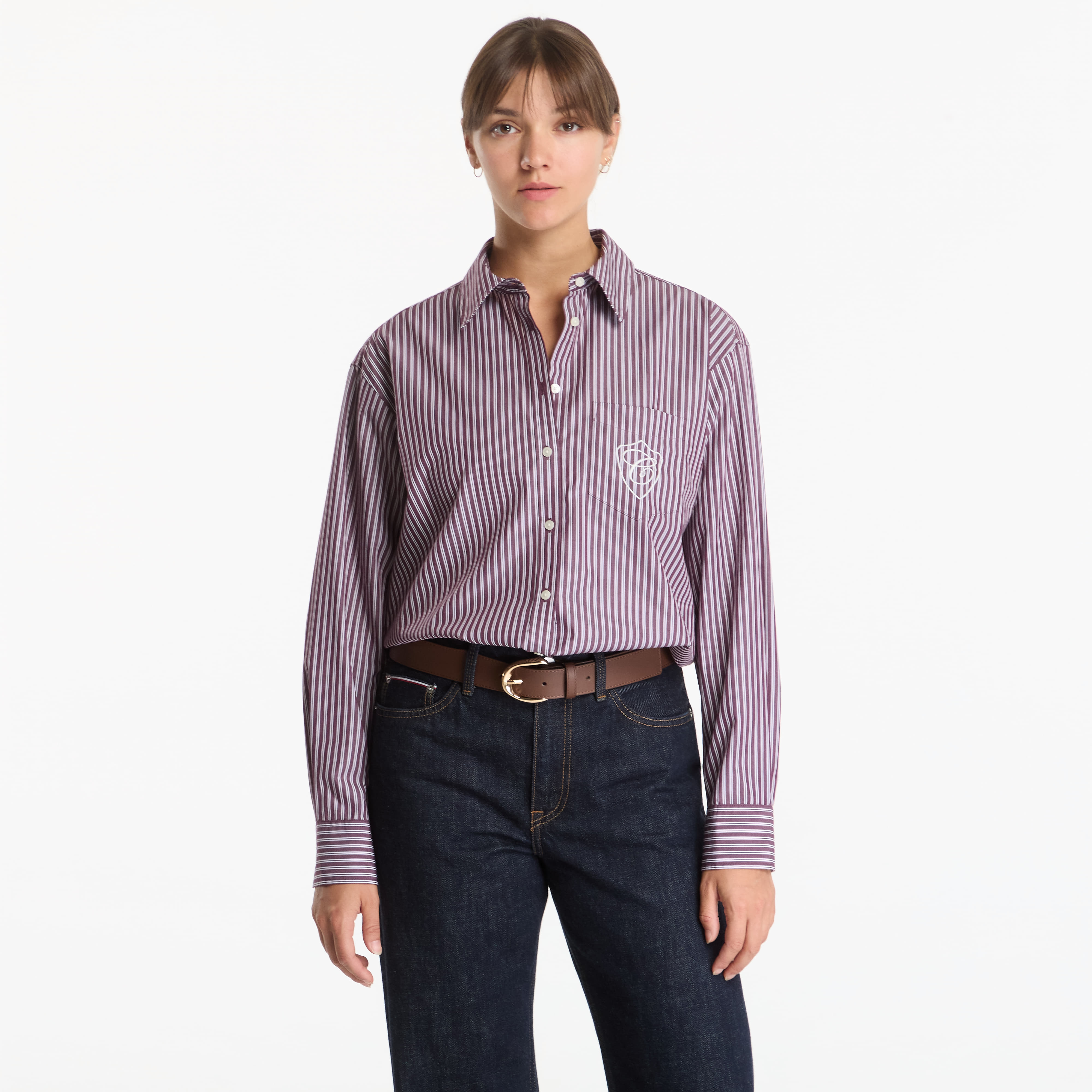 Риза Gant Rel Classic Poplin Stripe Shirt Pink 38
