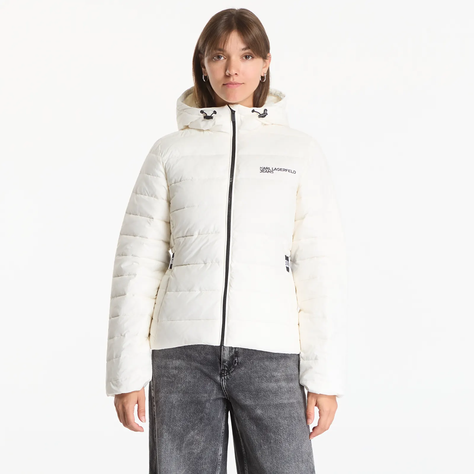 Bundy Karl Lagerfeld Jeans Light Padded Logo Jacket Egret