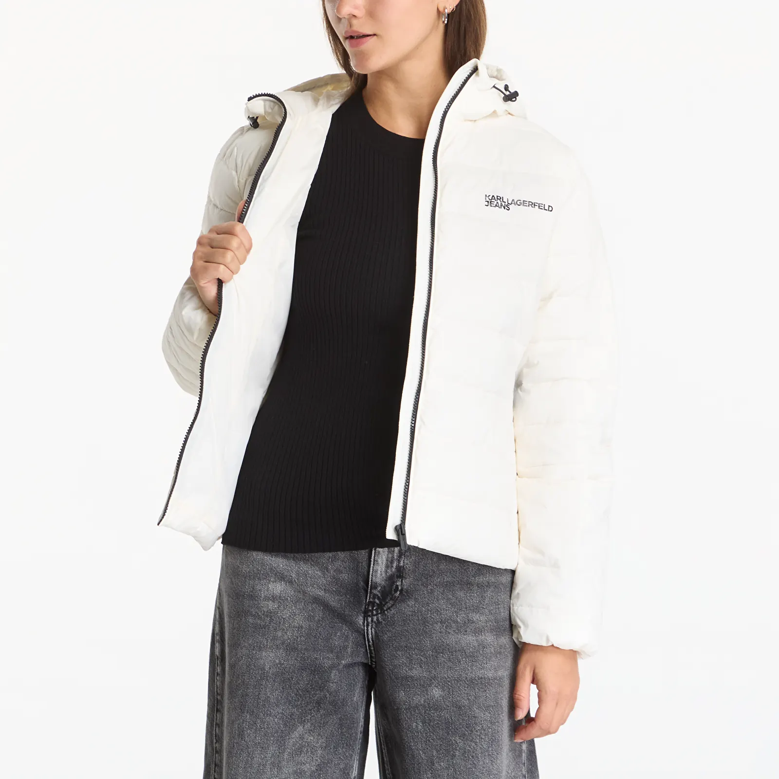 Bundy Karl Lagerfeld Jeans Light Padded Logo Jacket Egret
