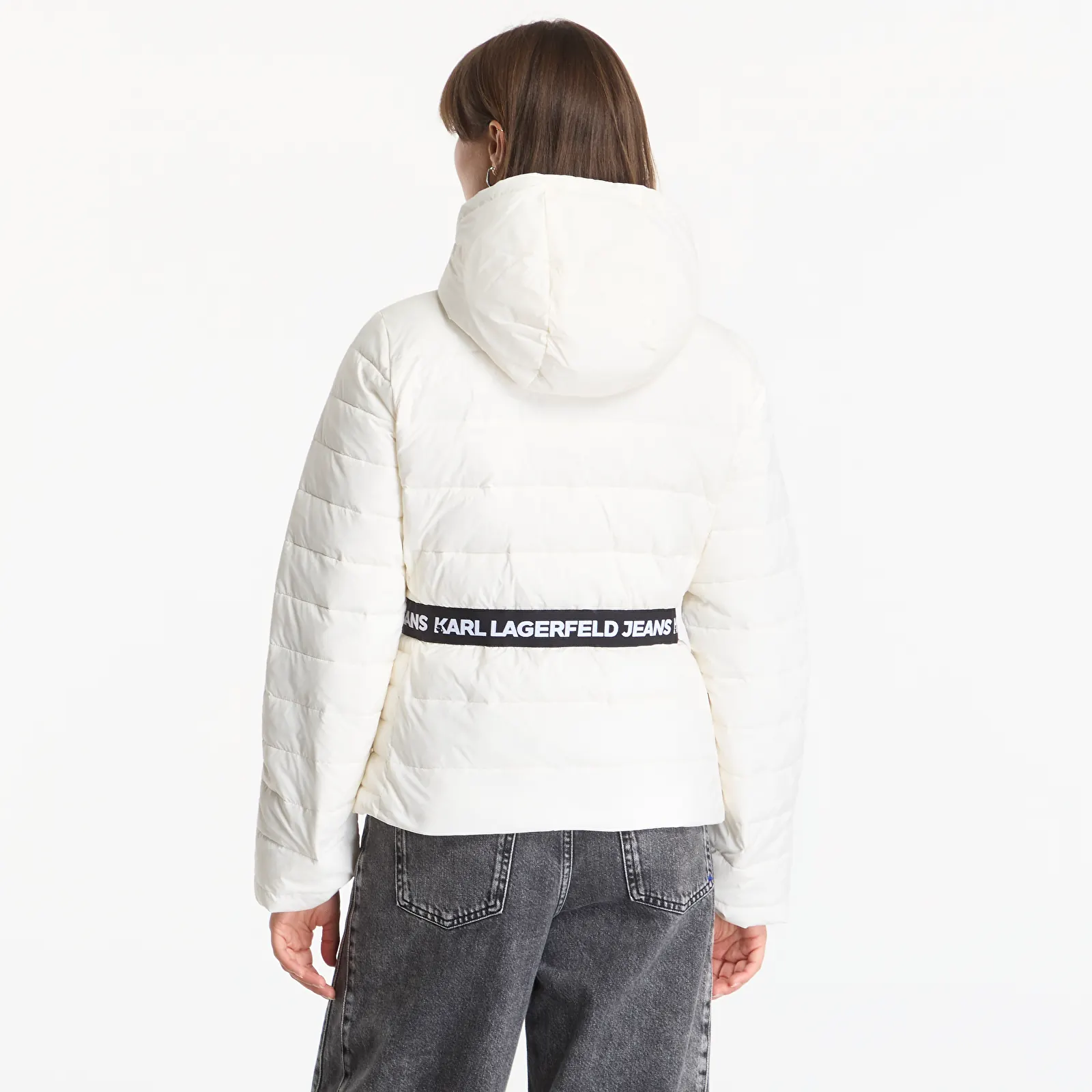 Bundy Karl Lagerfeld Jeans Light Padded Logo Jacket Egret