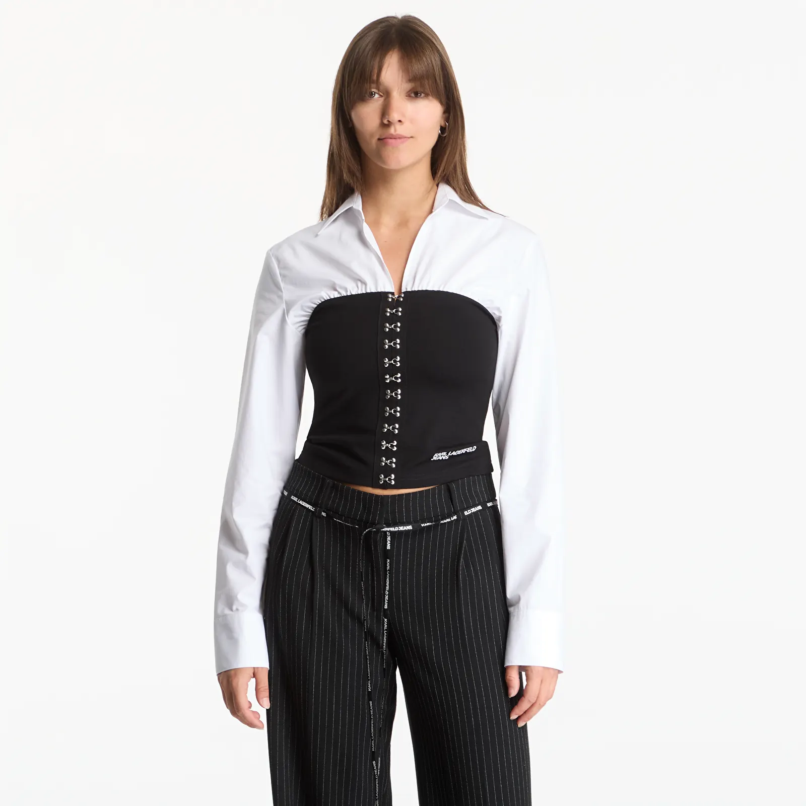 Koszule Karl Lagerfeld Jeans Mixed Poplin Blouse Black