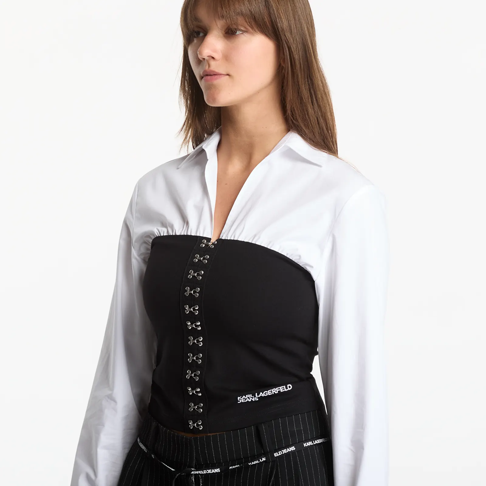 Koszule Karl Lagerfeld Jeans Mixed Poplin Blouse Black