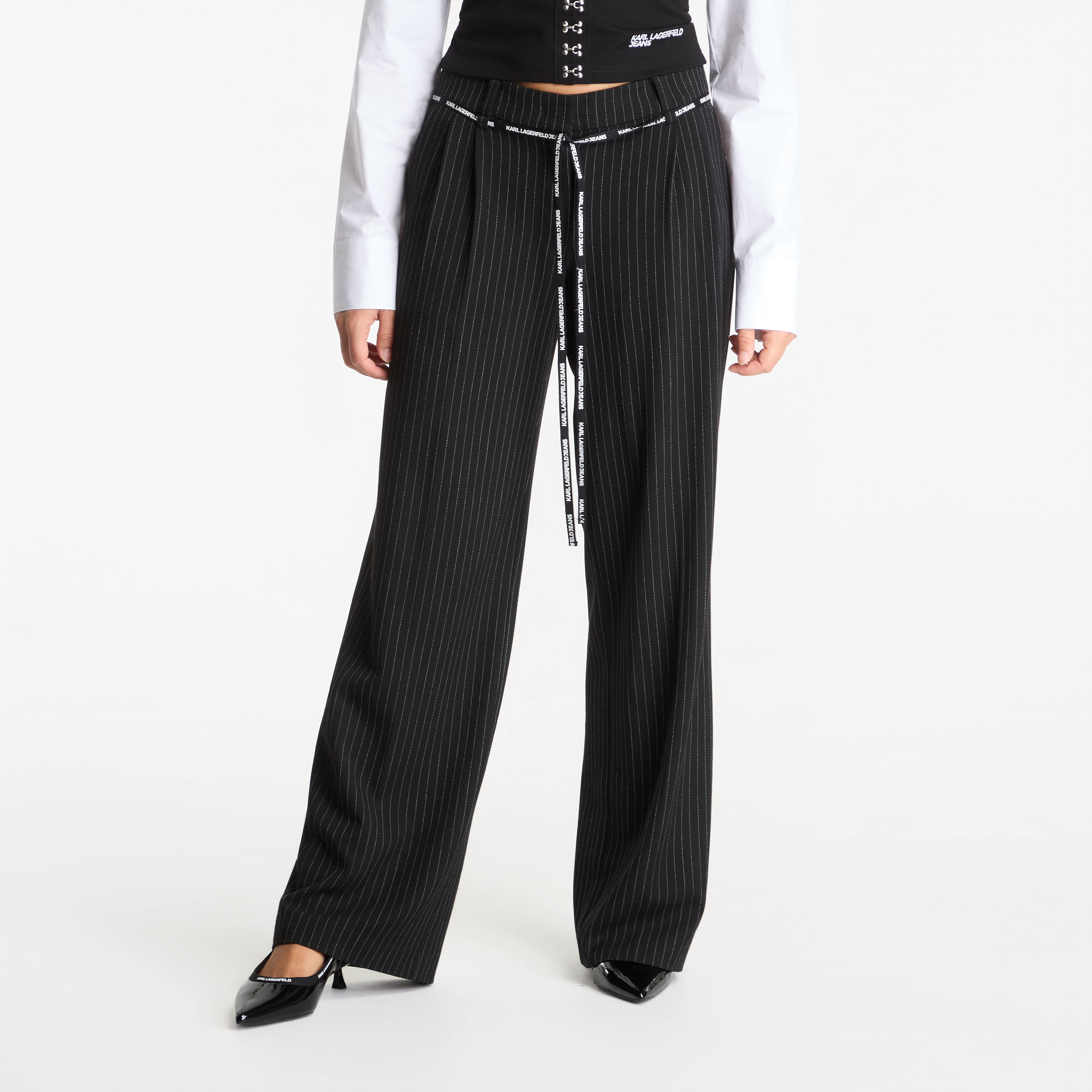 Панталони Karl Lagerfeld Jeans Pinstripe Tailored Pant Yarn Dyed Pinstripe L