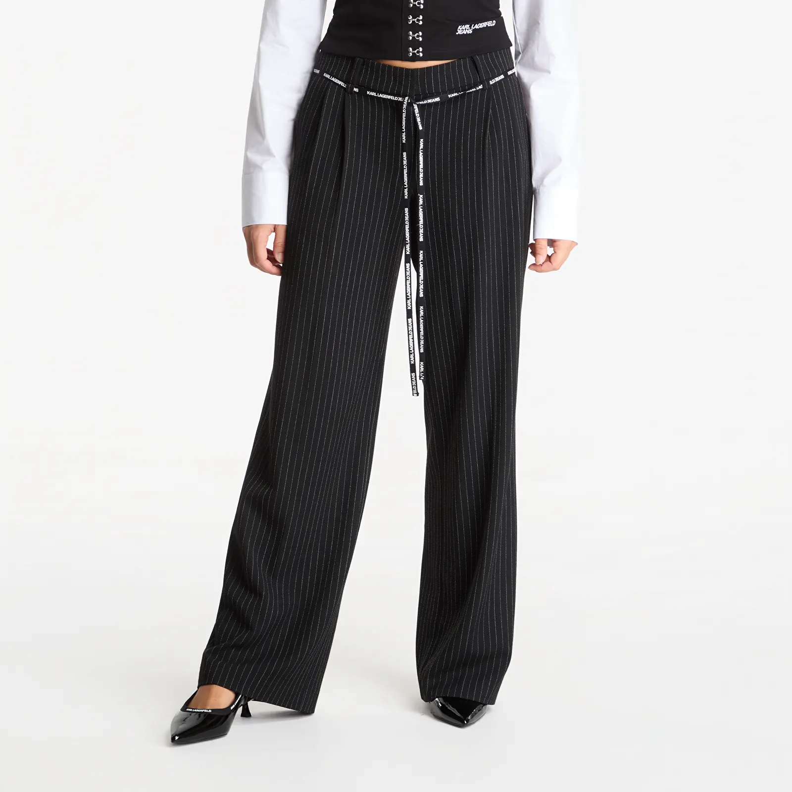 Bukser Karl Lagerfeld Jeans Pinstripe Tailored Pant Yarn Dyed Pinstripe