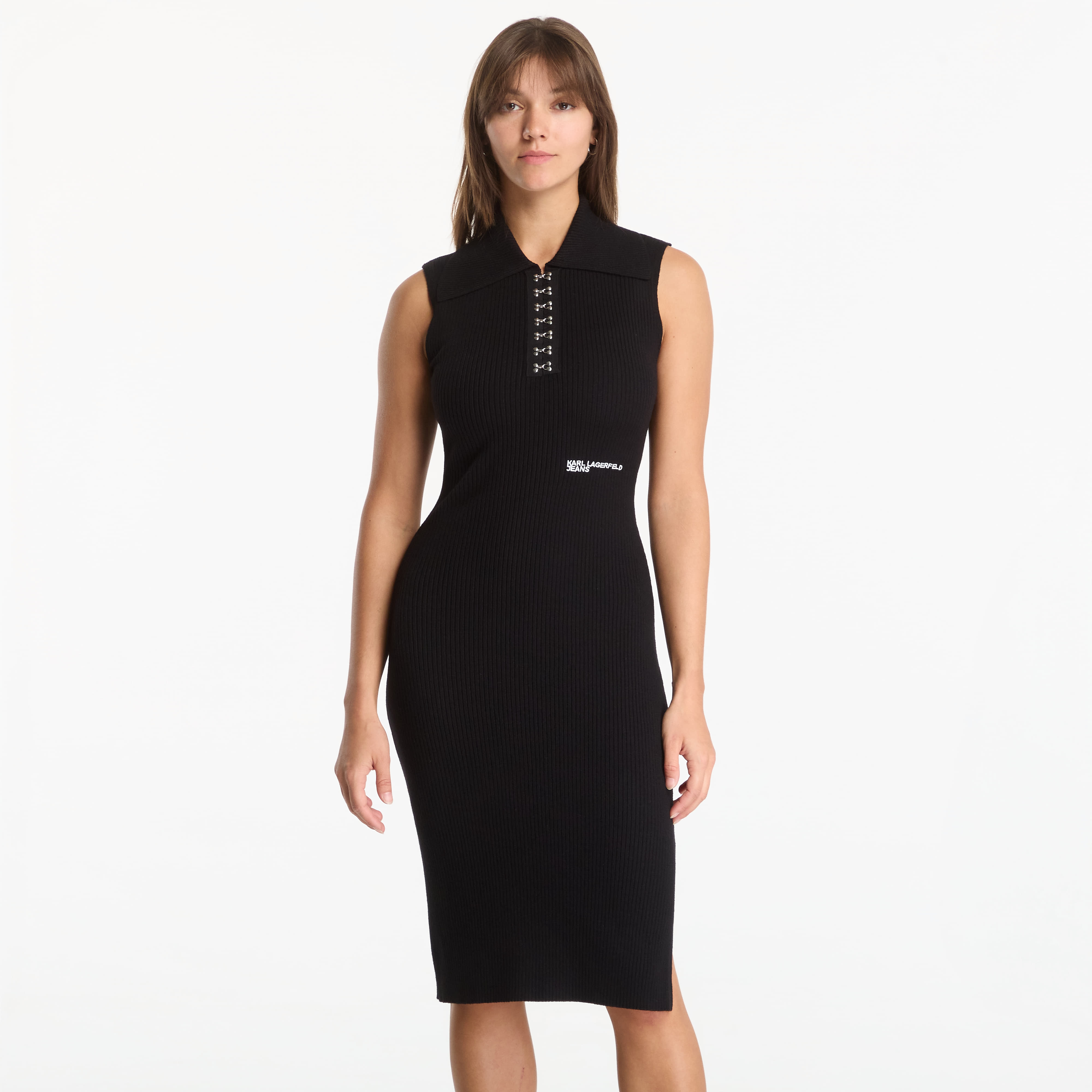 Облекло Karl Lagerfeld Jeans Knit Collar Dress Black L
