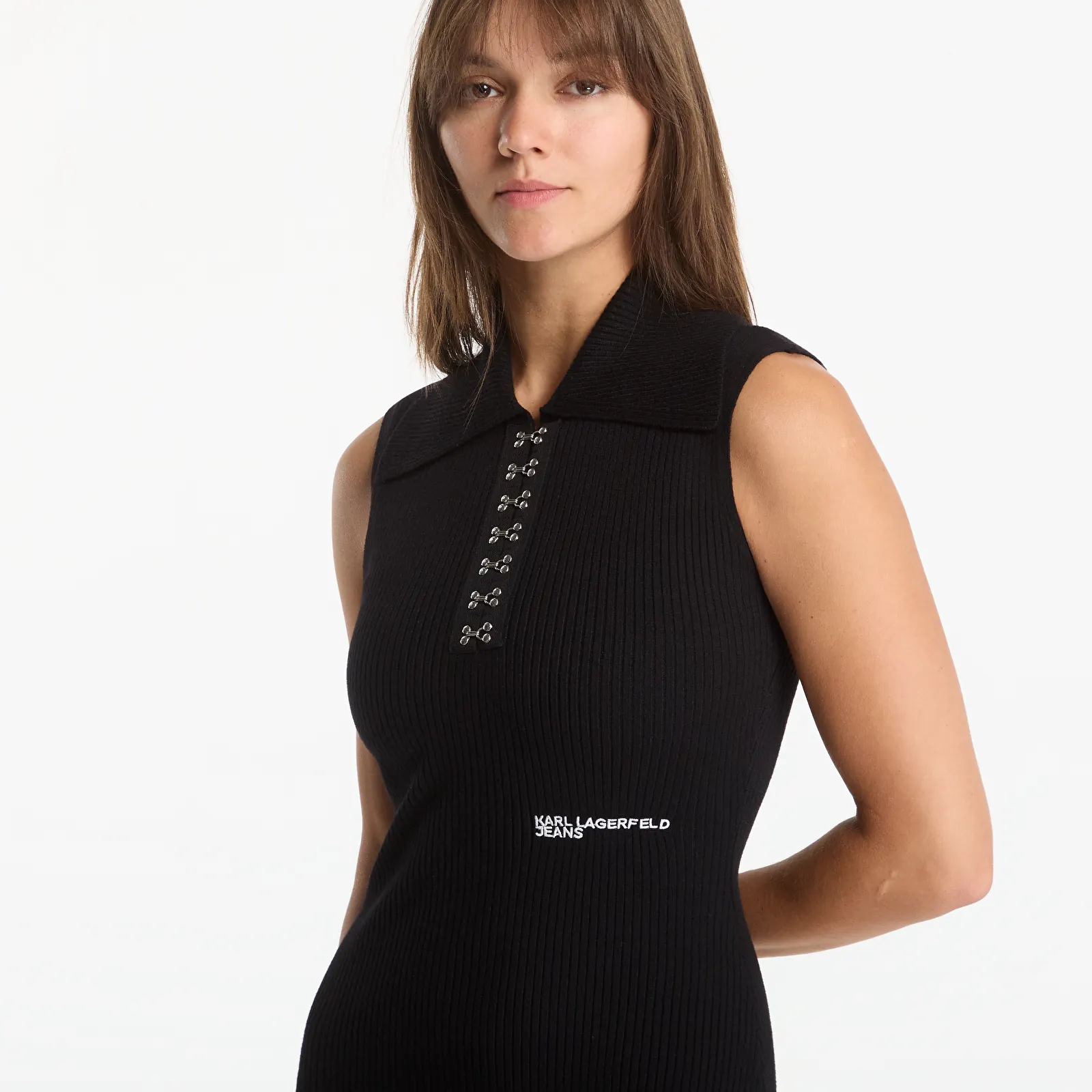 Vestidos Karl Lagerfeld Jeans Knit Collar Dress Black