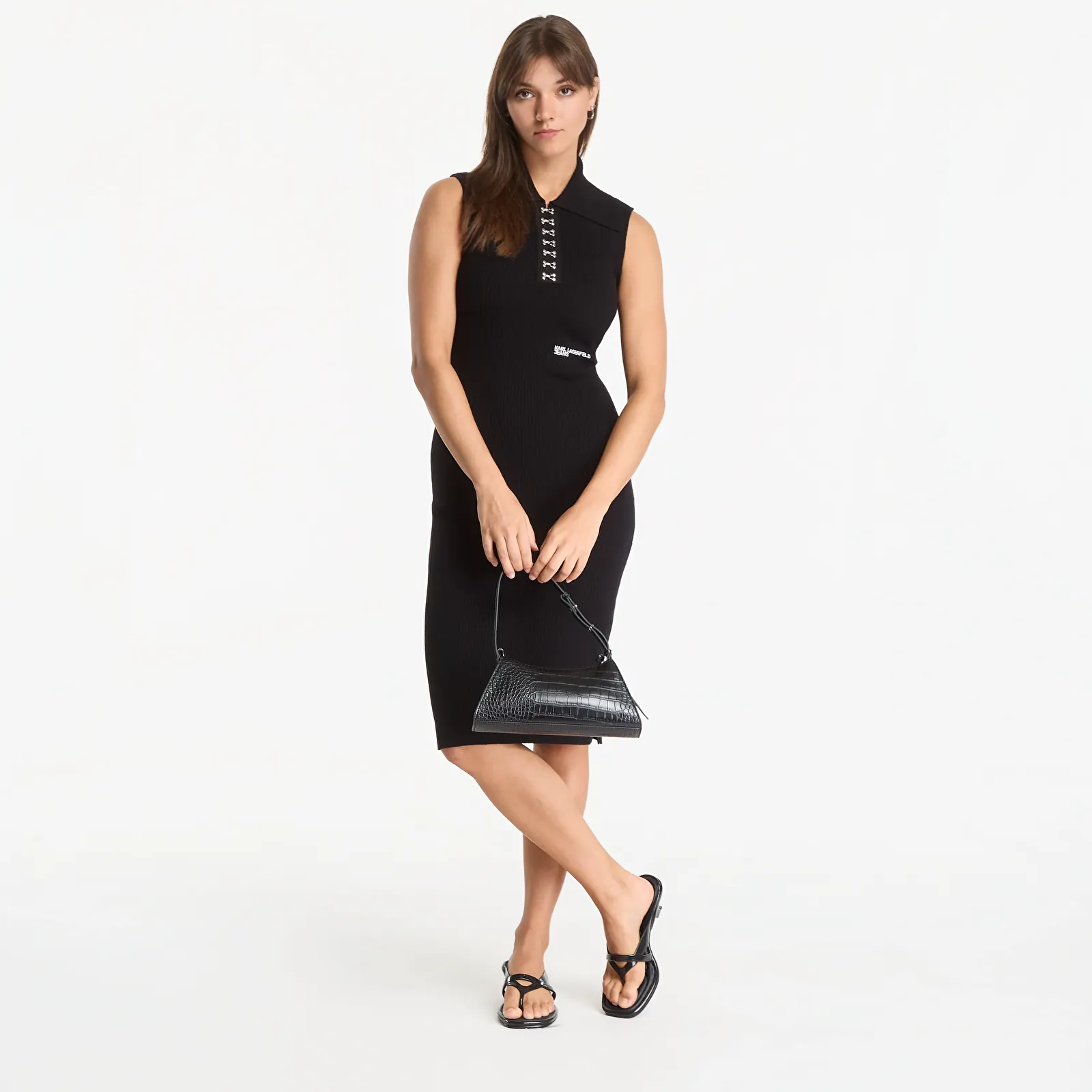 Vestidos Karl Lagerfeld Jeans Knit Collar Dress Black