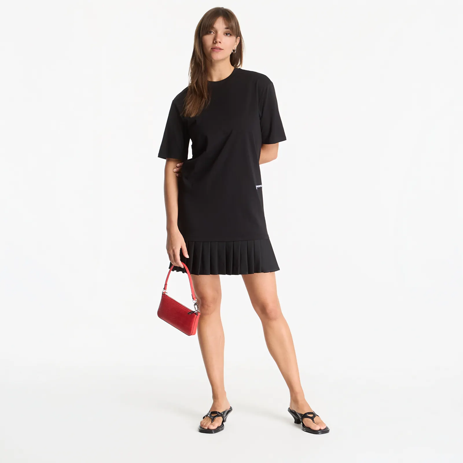 Vestidos Karl Lagerfeld Jeans Tee Dress With Pleats Black