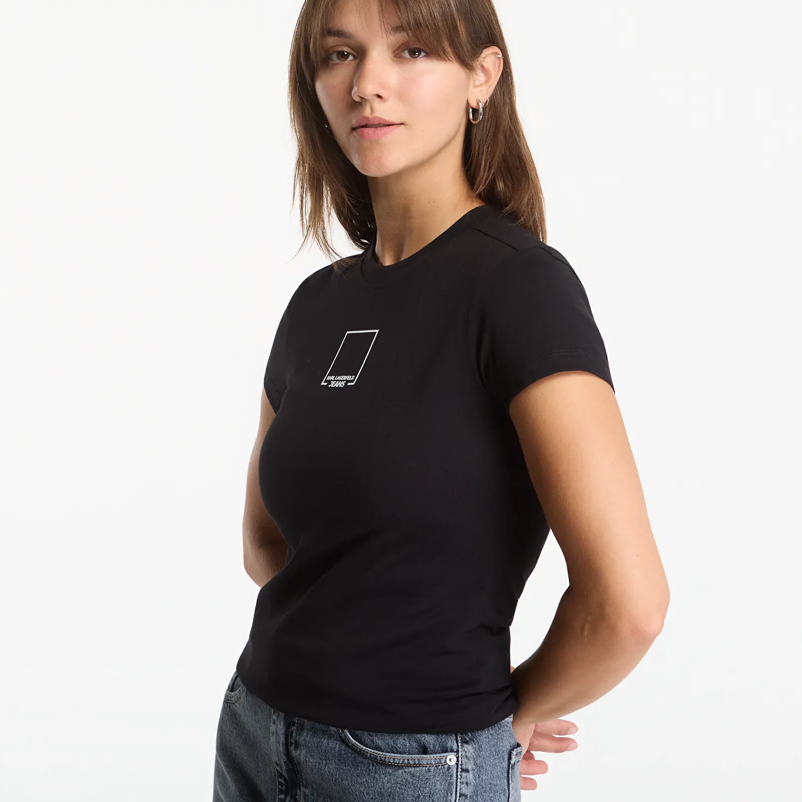 Women's T-shirts Karl Lagerfeld Jeans Slim Outline Logo Tee Black