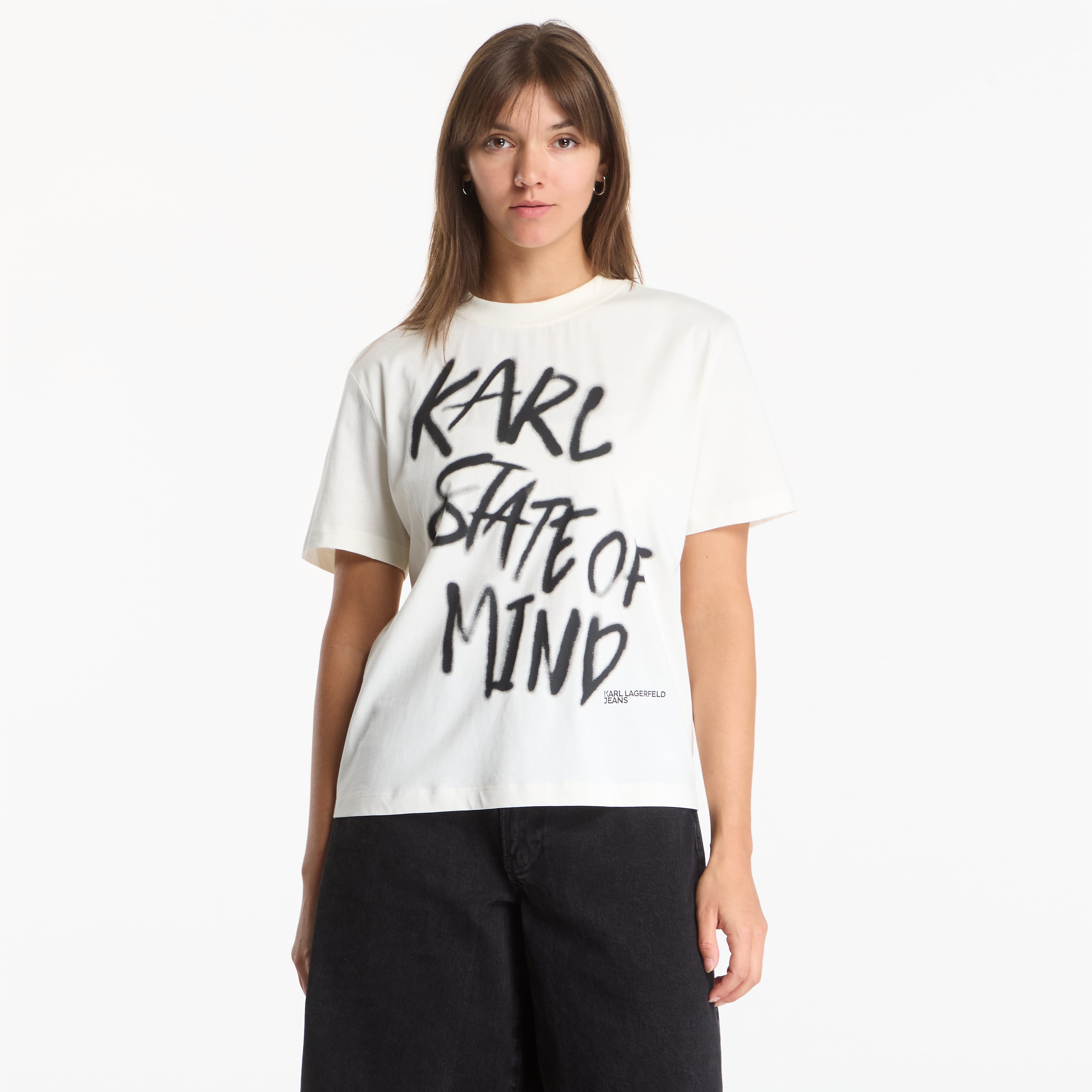Тениска Karl Lagerfeld Jeans Reg Karlism Tee Egret M