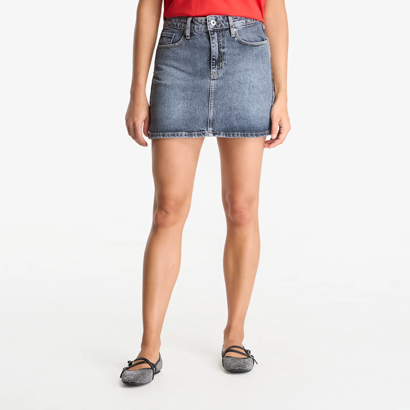 Jupes Karl Lagerfeld Jeans Buckle Denim Mini Skirt Soft Tinted Blue