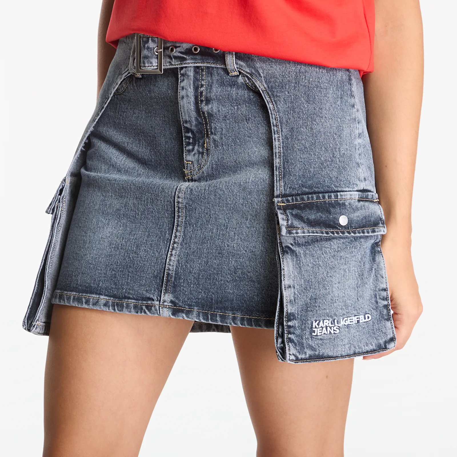 Jupes Karl Lagerfeld Jeans Buckle Denim Mini Skirt Soft Tinted Blue