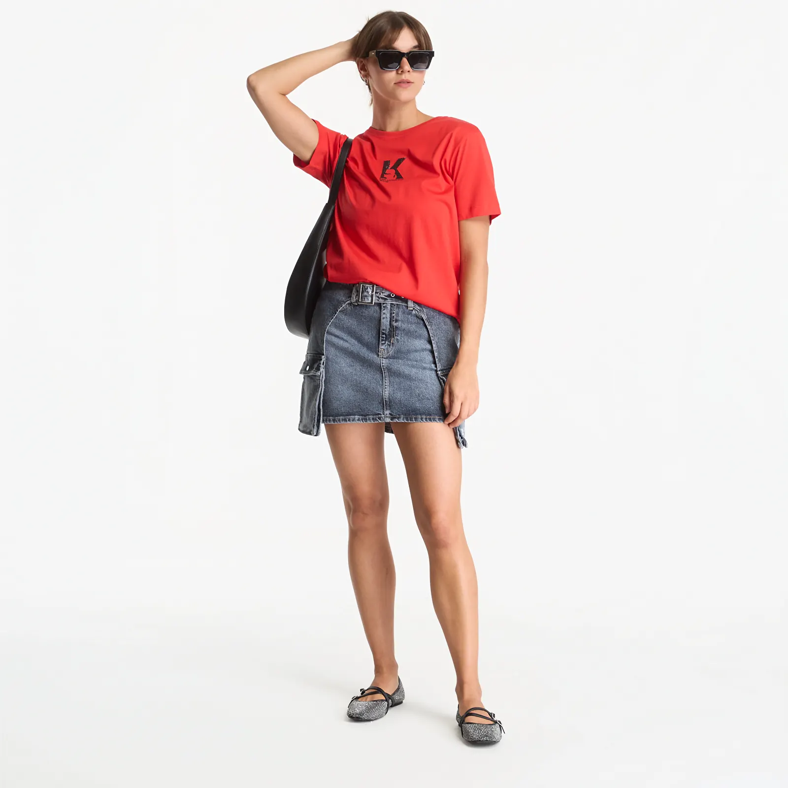 Jupes Karl Lagerfeld Jeans Buckle Denim Mini Skirt Soft Tinted Blue