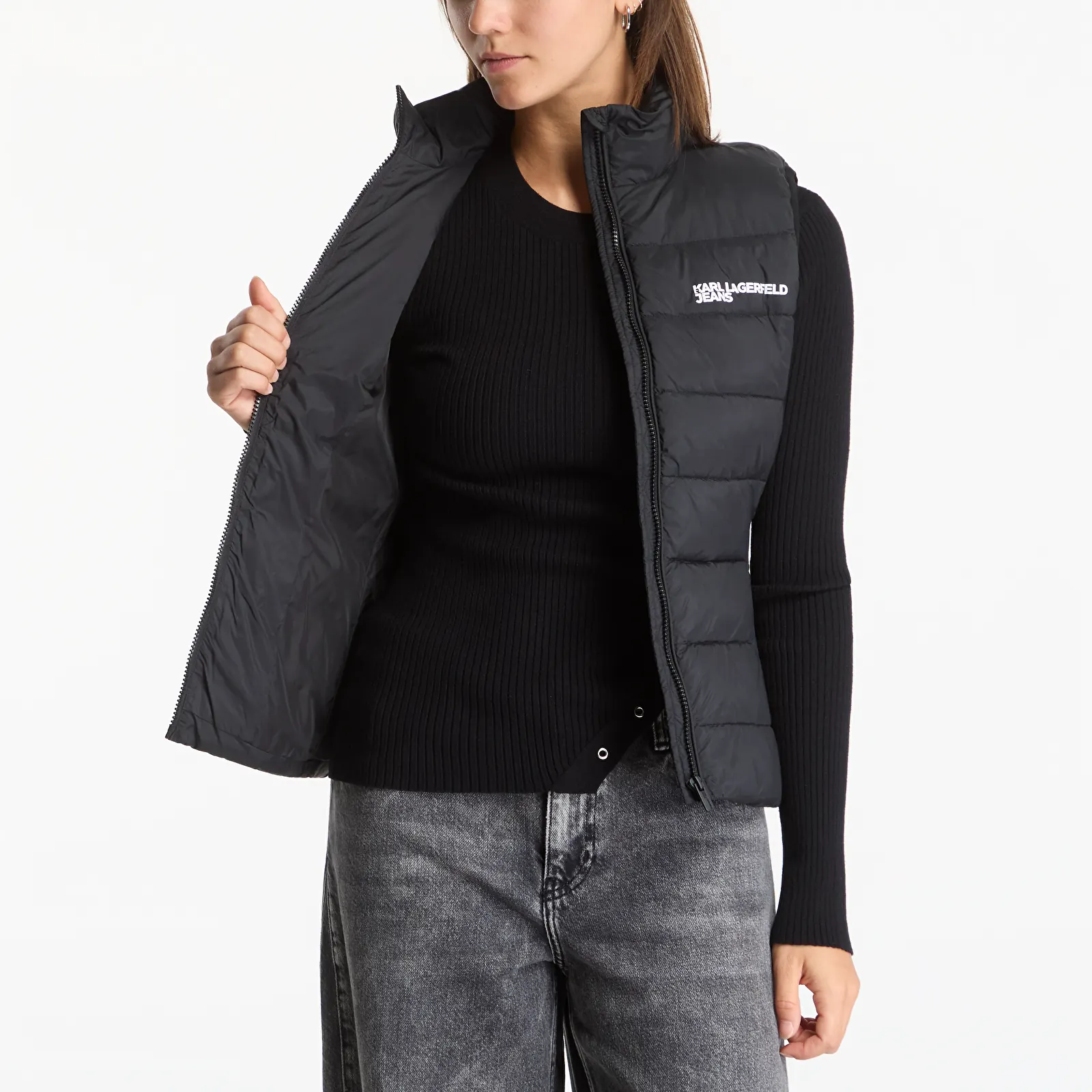 Gilè Karl Lagerfeld Jeans Light Padded Logo Vest Black