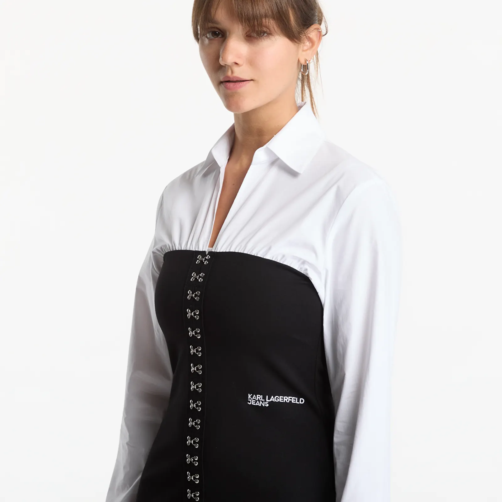Vestidos Karl Lagerfeld Jeans Mixed Poplin Dress Black