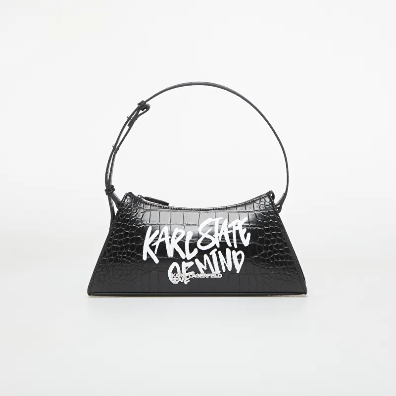 Karl Lagerfeld Jeans Logo Sm Shoulder Bag Quote Black