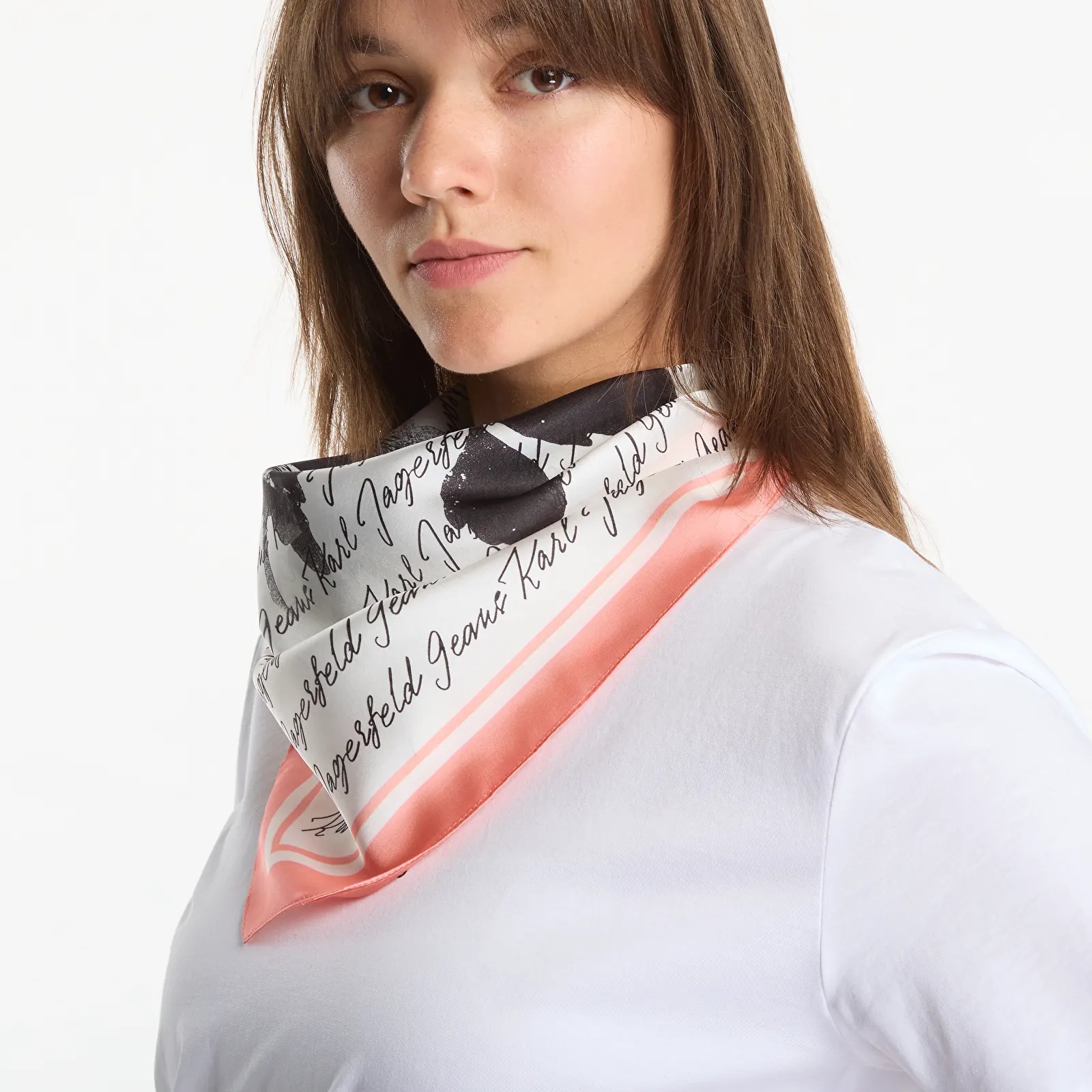 Šalikėliai Karl Lagerfeld Jeans Flower Logo Bandana Egret