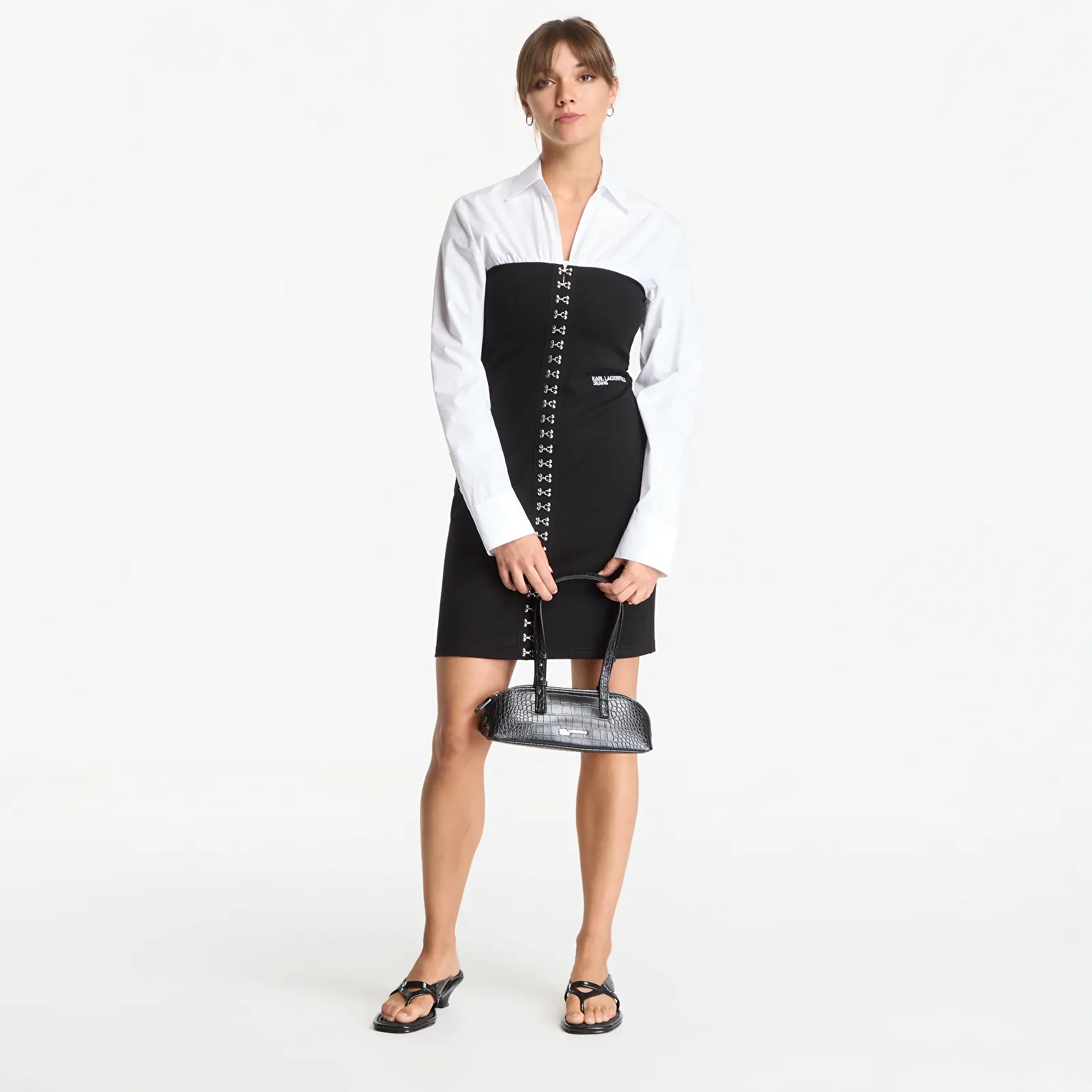 Vestidos Karl Lagerfeld Jeans Mixed Poplin Dress Black