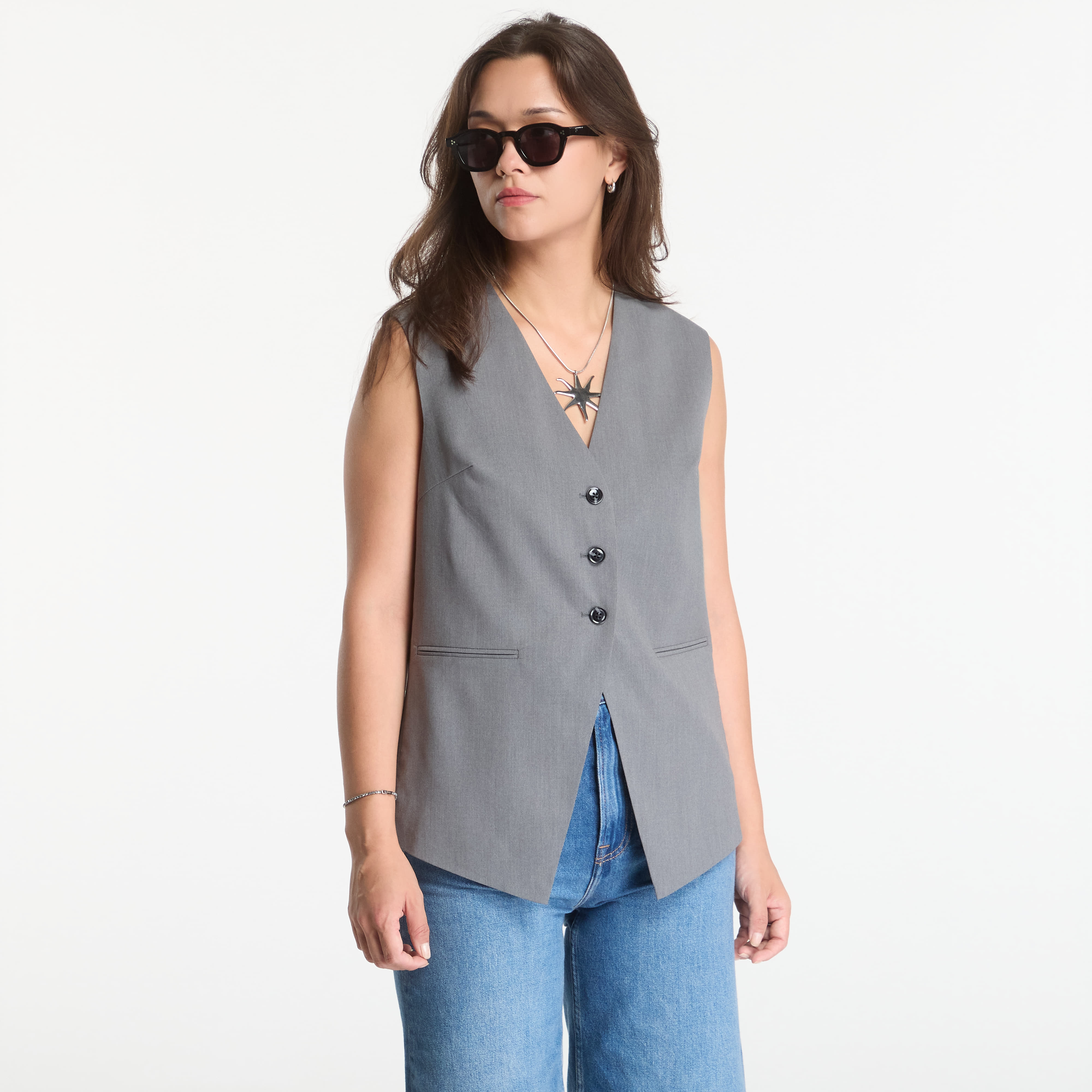 Елек Samsøe Samsøe Satova Vest 15145 Gun Metal Mel. M