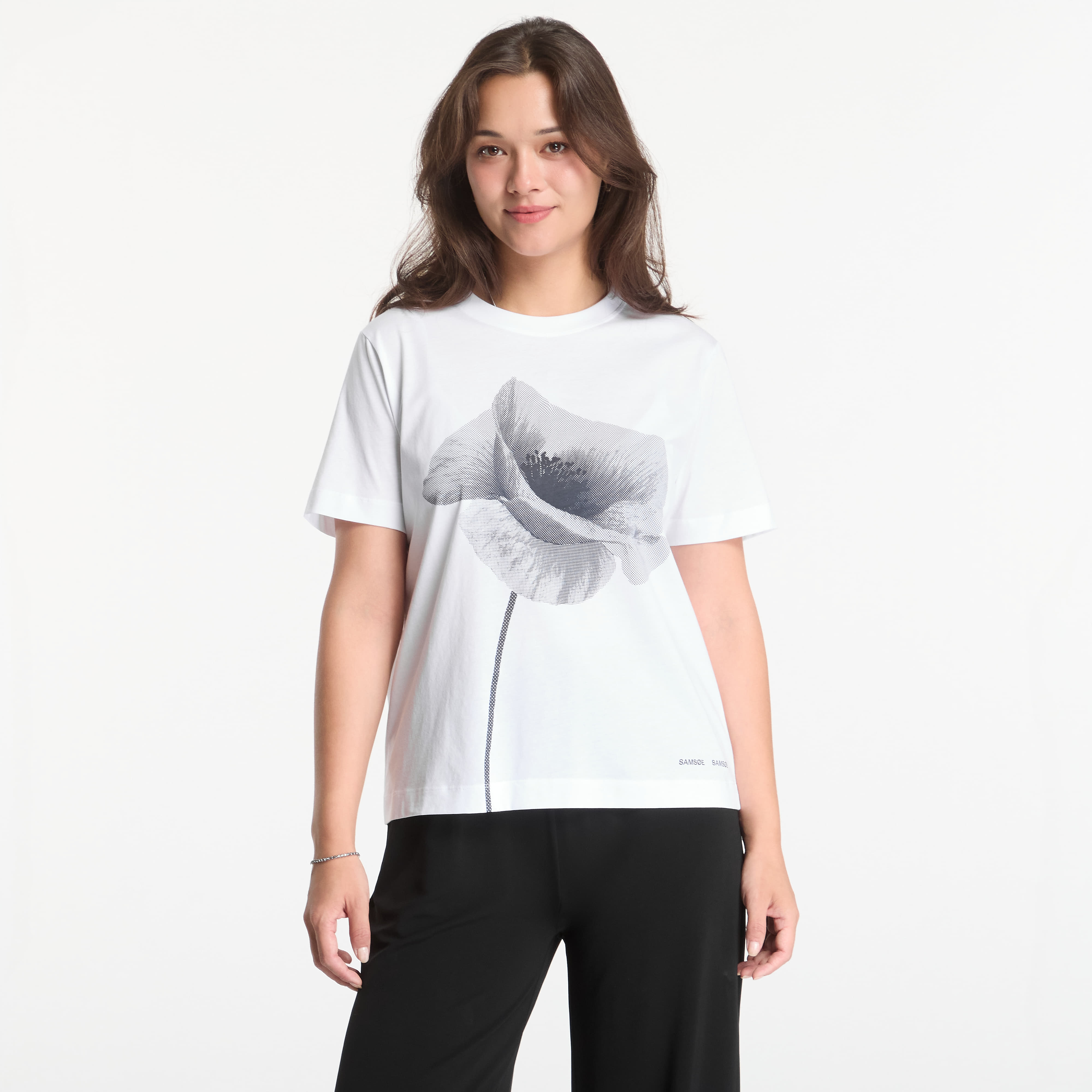 Тениска Samsøe Samsøe Sacamino Ss T-Shirt White Poppy XS