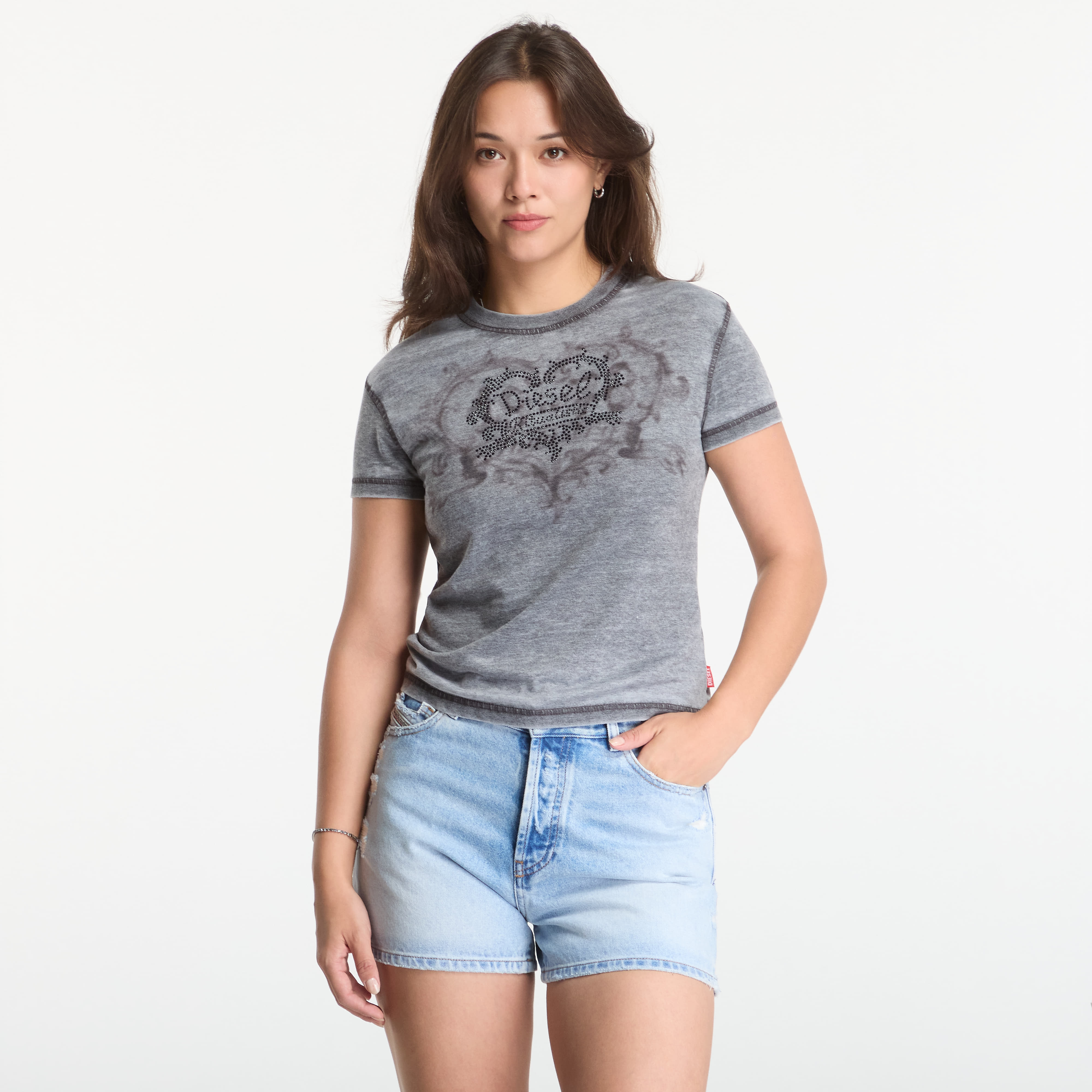 Diesel Damski Jet Black T-Shirt T-Ila-Aa1 T-Shirt L