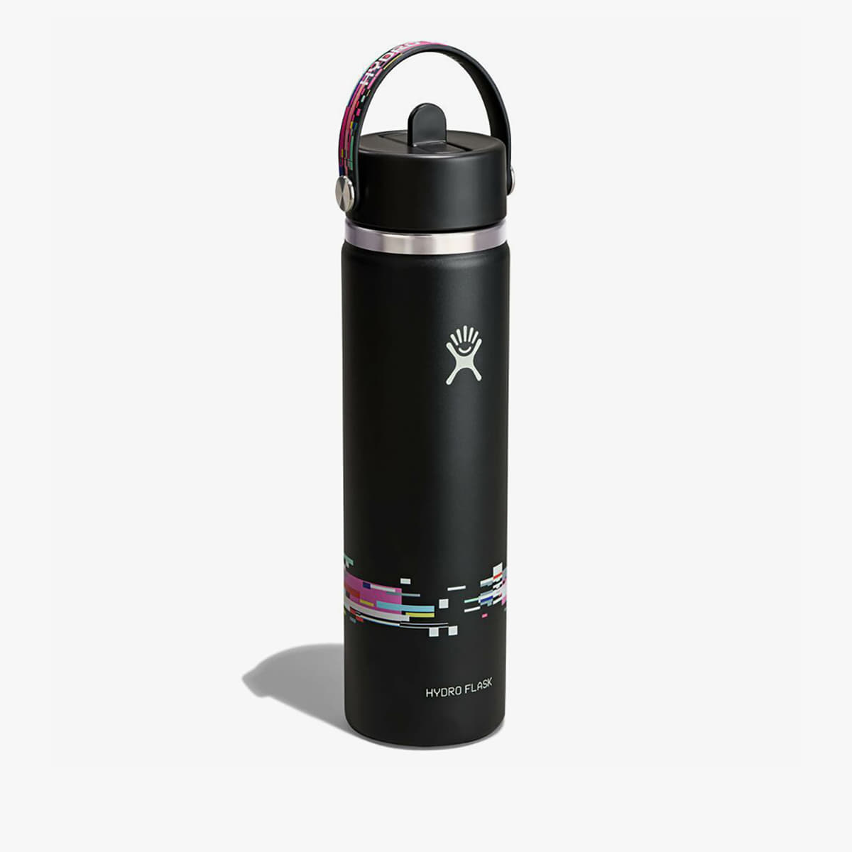 Láhve na pití Hydro Flask 710 ml Wide Flex Straw Cap Glitch Black
