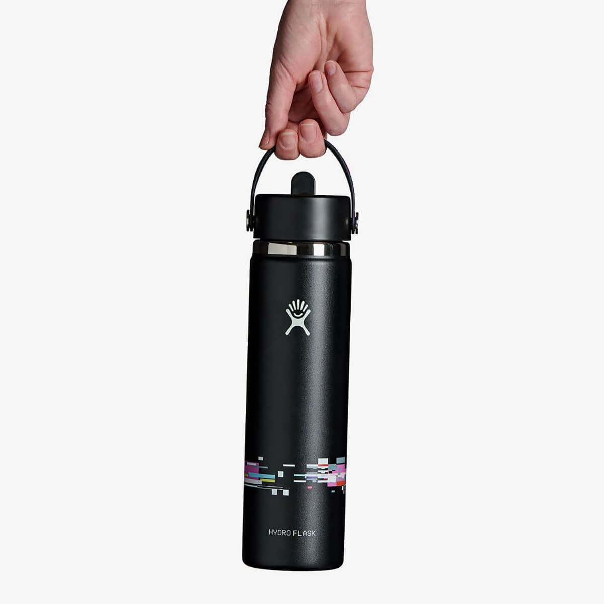 Láhve na pití Hydro Flask 710 ml Wide Flex Straw Cap Glitch Black