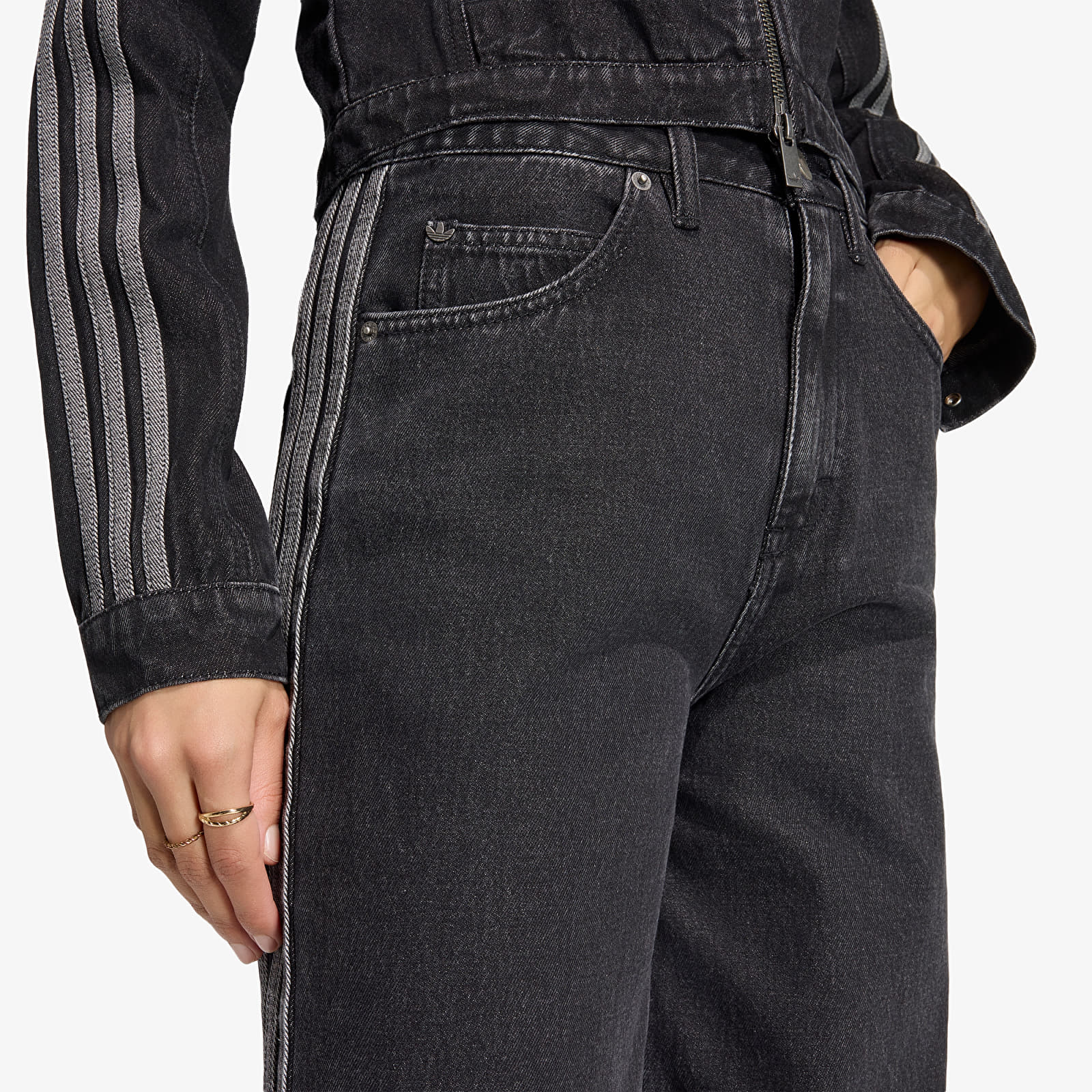 Women's jeans adidas High Rise Wide Leg Denim Pant True Black Denim