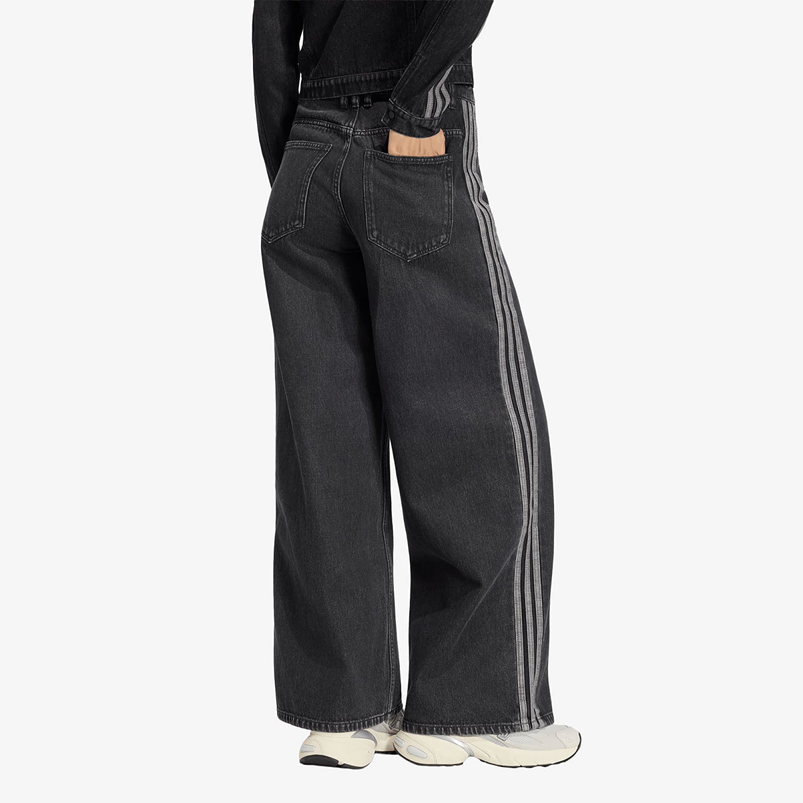 Women's jeans adidas High Rise Wide Leg Denim Pant True Black Denim