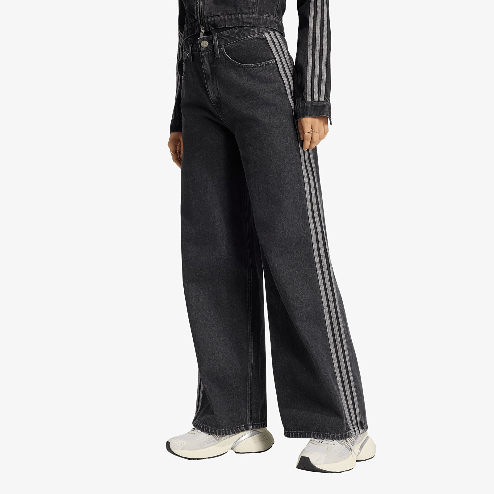 Women's jeans adidas High Rise Wide Leg Denim Pant True Black Denim