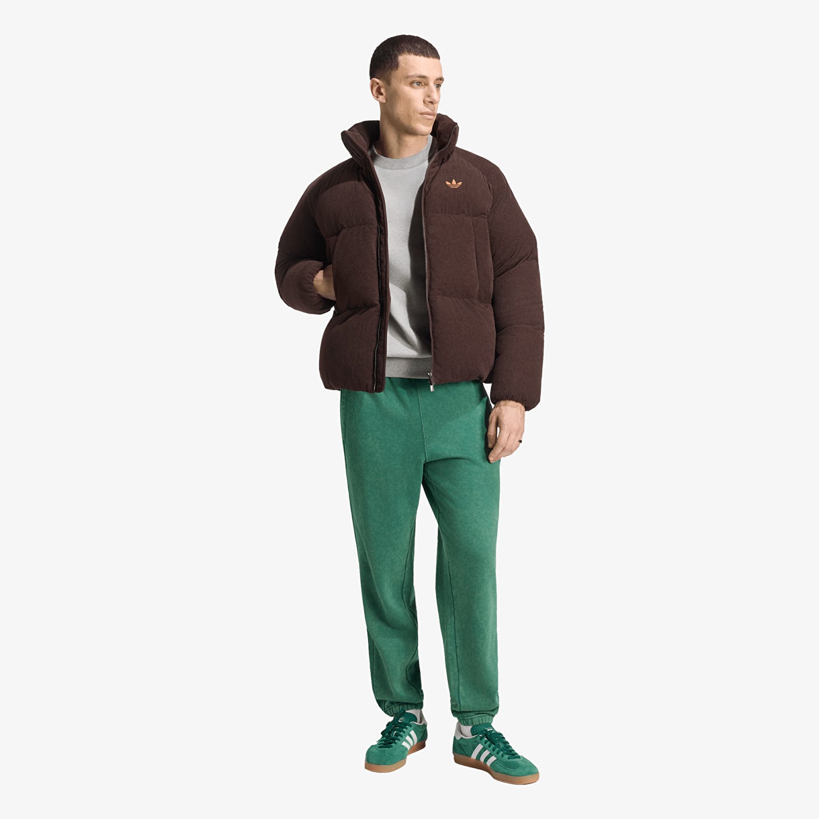 Men's jackets adidas Corduroy Puffer Jacket Aurora Coffee