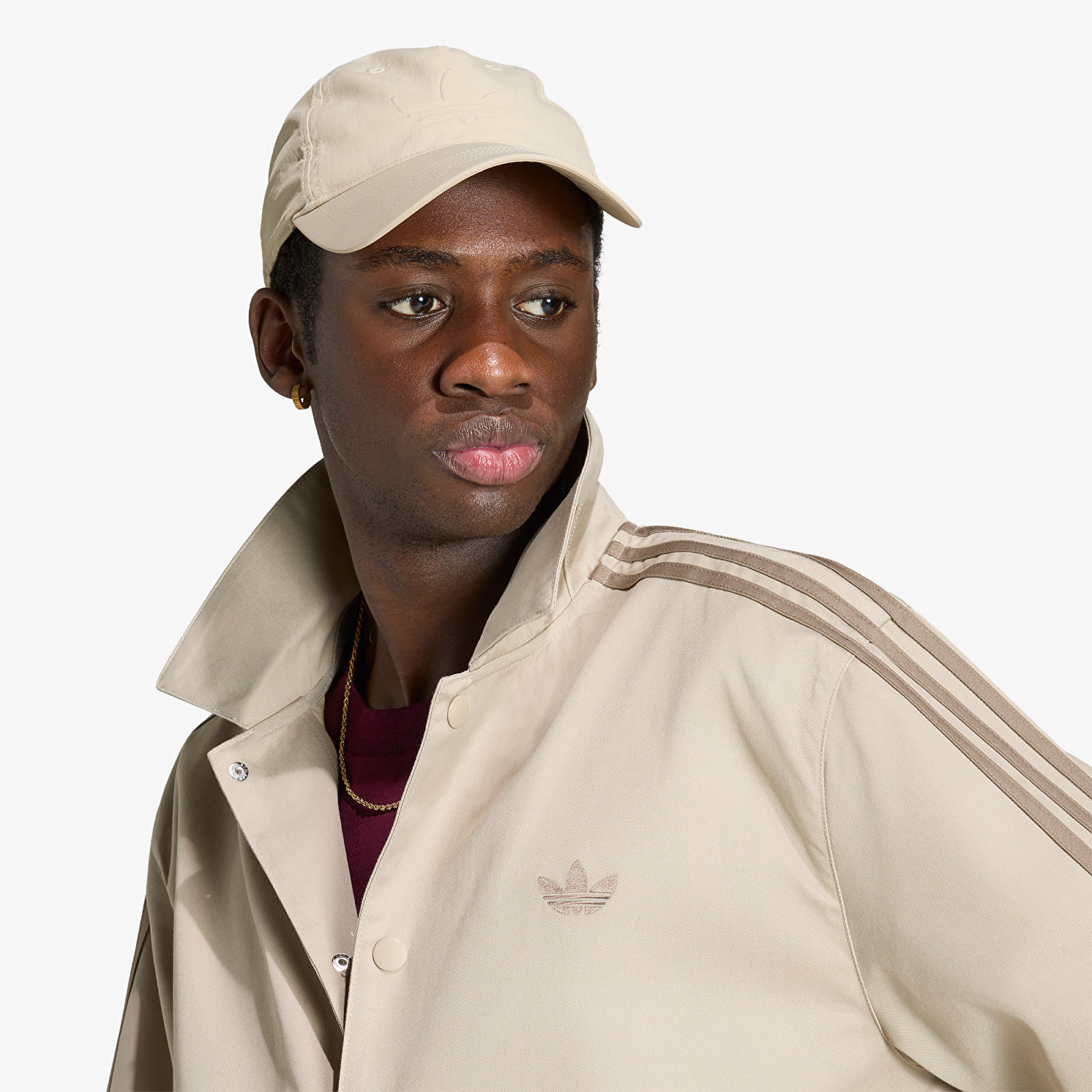 Pánské bundy adidas 3 Stripes Coaches Jacket Khaki Three