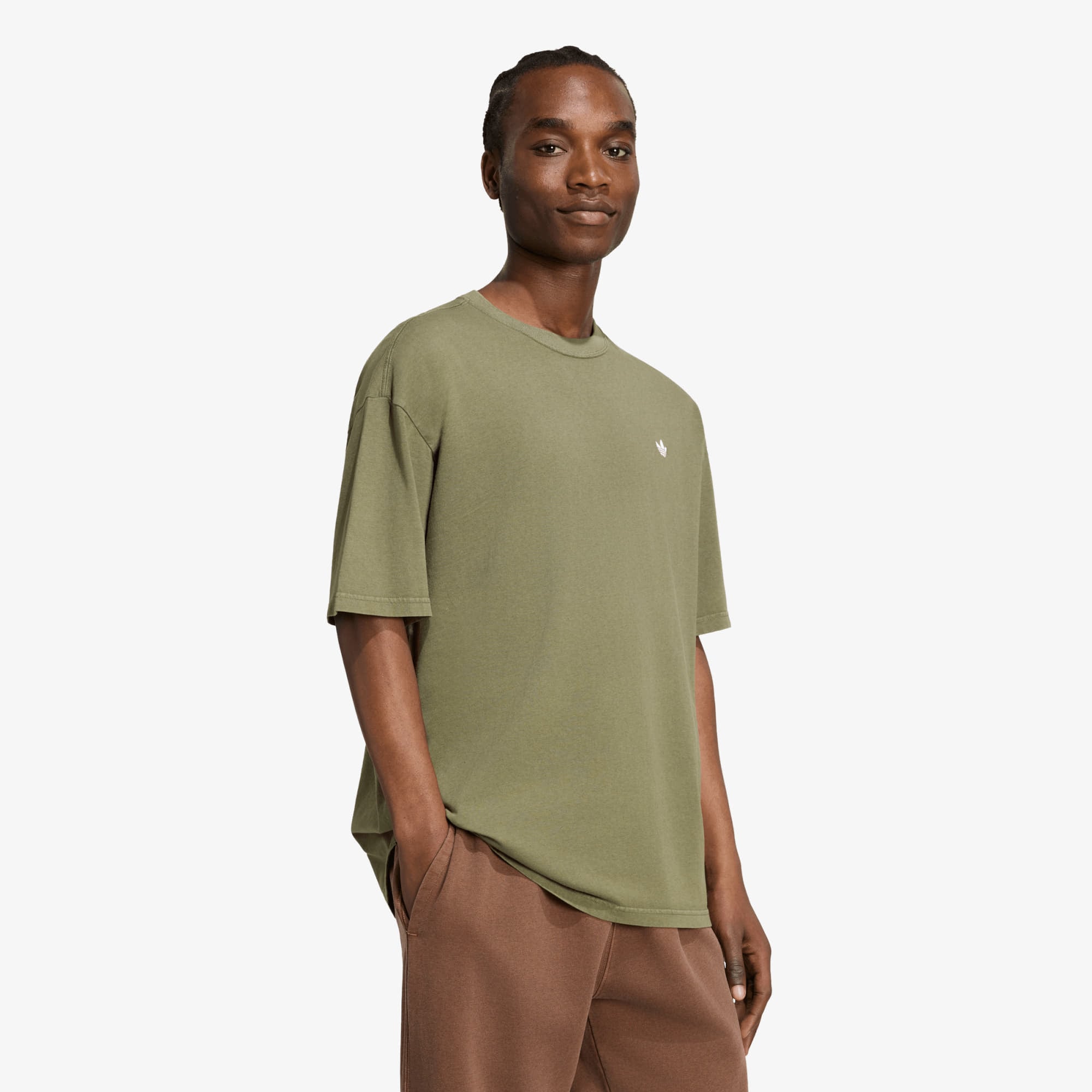 Тениска adidas Trefoil Essentials Washed Loose Dropped Shoulder T-Shirt Olive Strata XXL