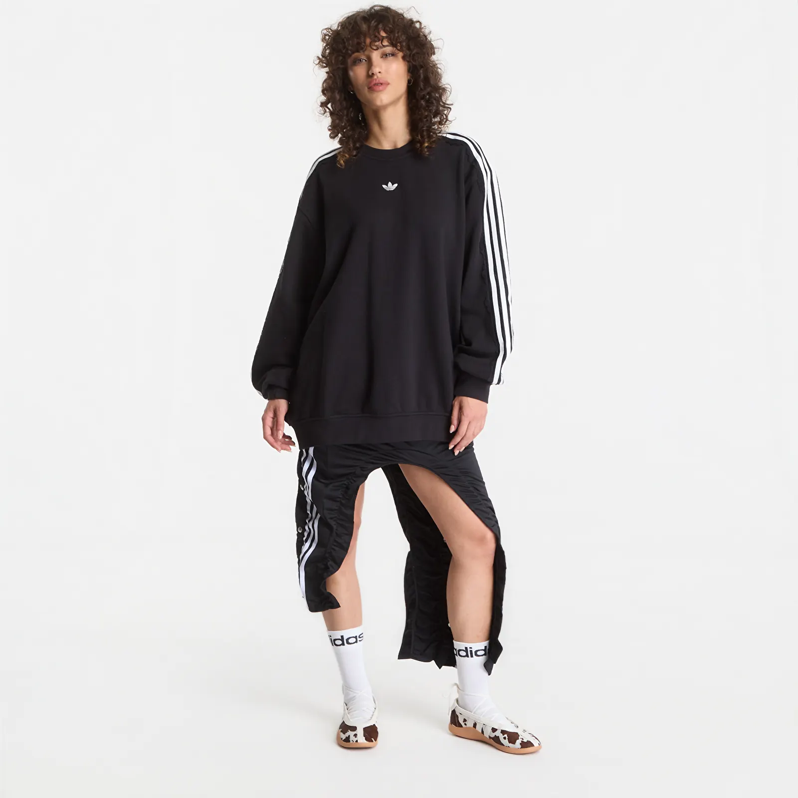Női kapucnis pulcsik adidas Lace 3 Stripes Crew Black