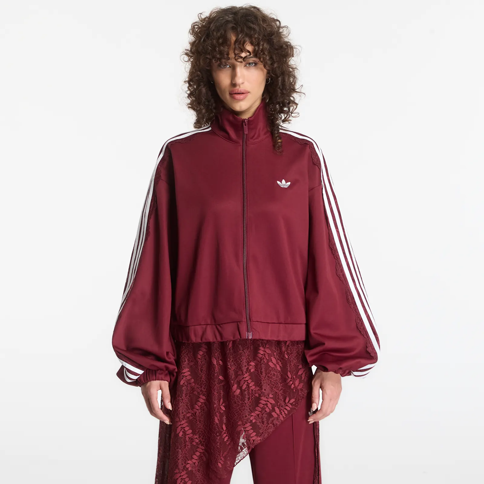 Vestes pour femmes adidas Lace Oversized Archive Track Top Shadow Red
