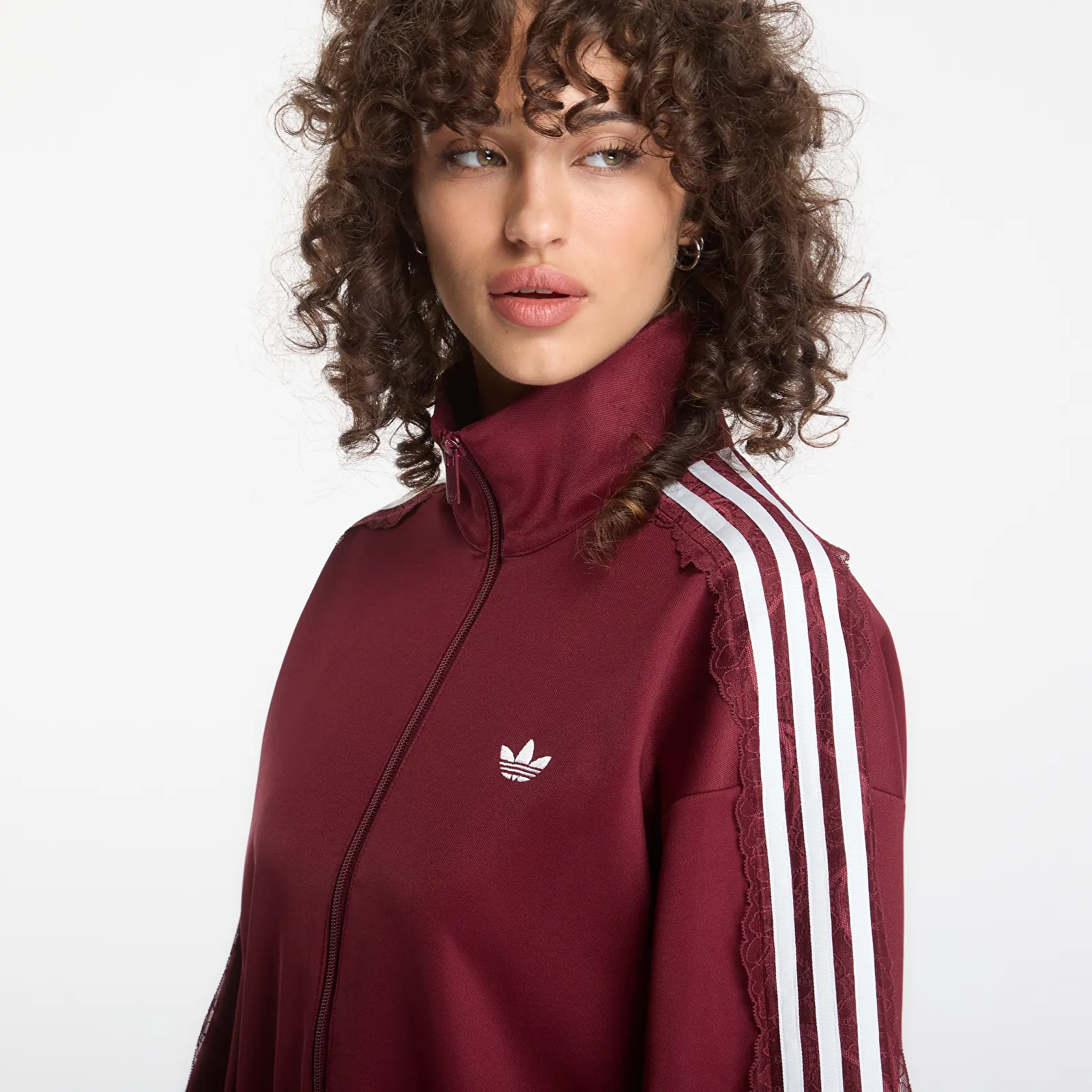 Vestes pour femmes adidas Lace Oversized Archive Track Top Shadow Red