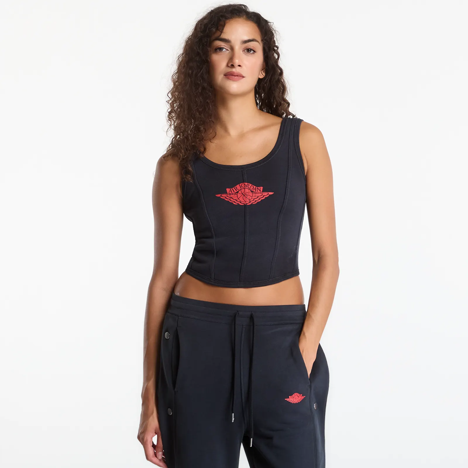 Tops für Frauen Jordan Flight Fleece Women's Corset Black/ University Red