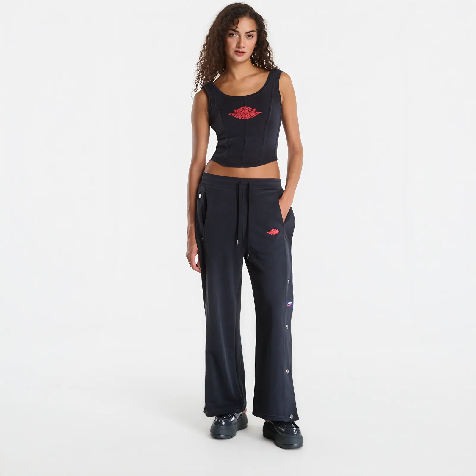 Tops für Frauen Jordan Flight Fleece Women's Corset Black/ University Red