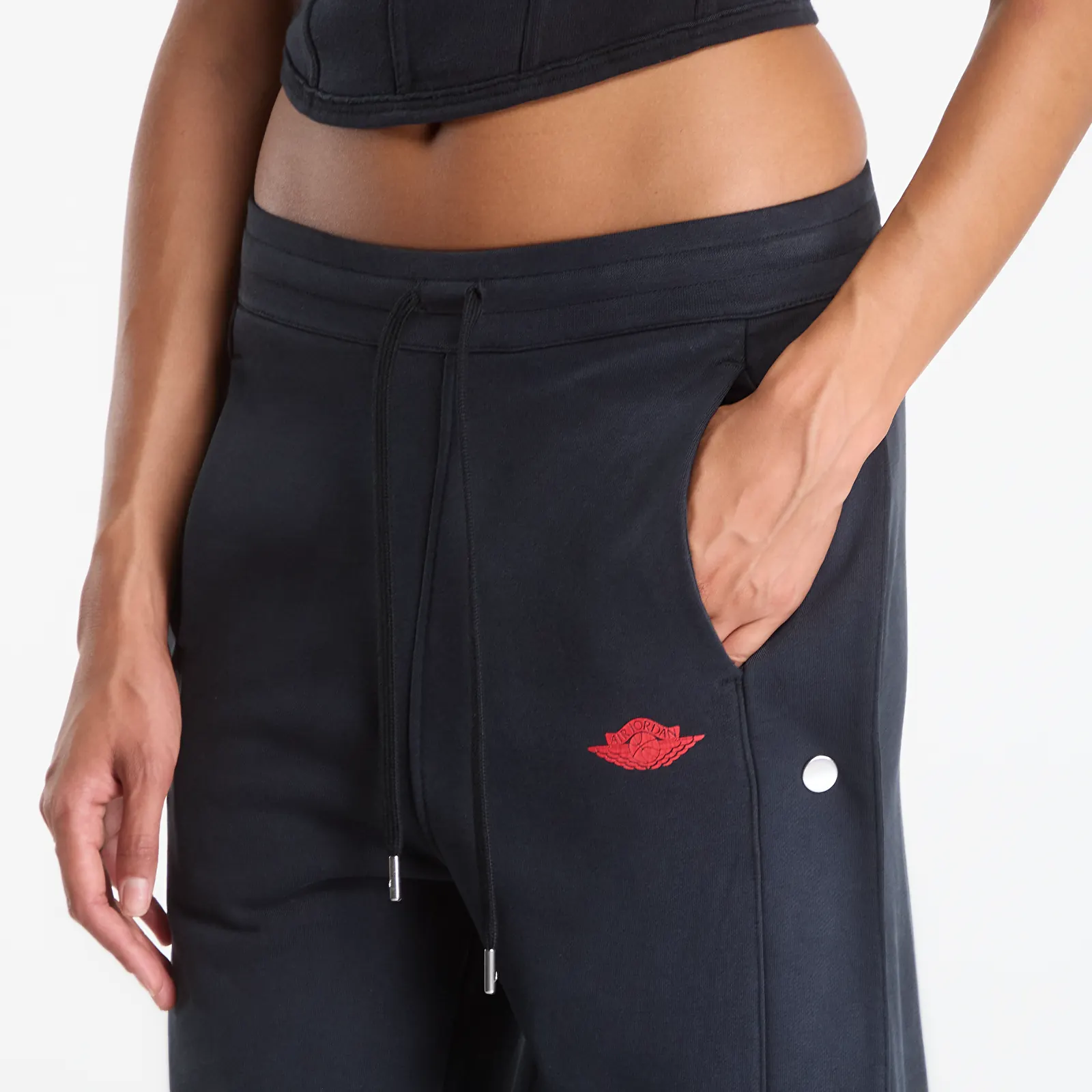 Naiste dressipüksid Jordan Flight Fleece Women's French Terry Snap Pants Black/ University Red