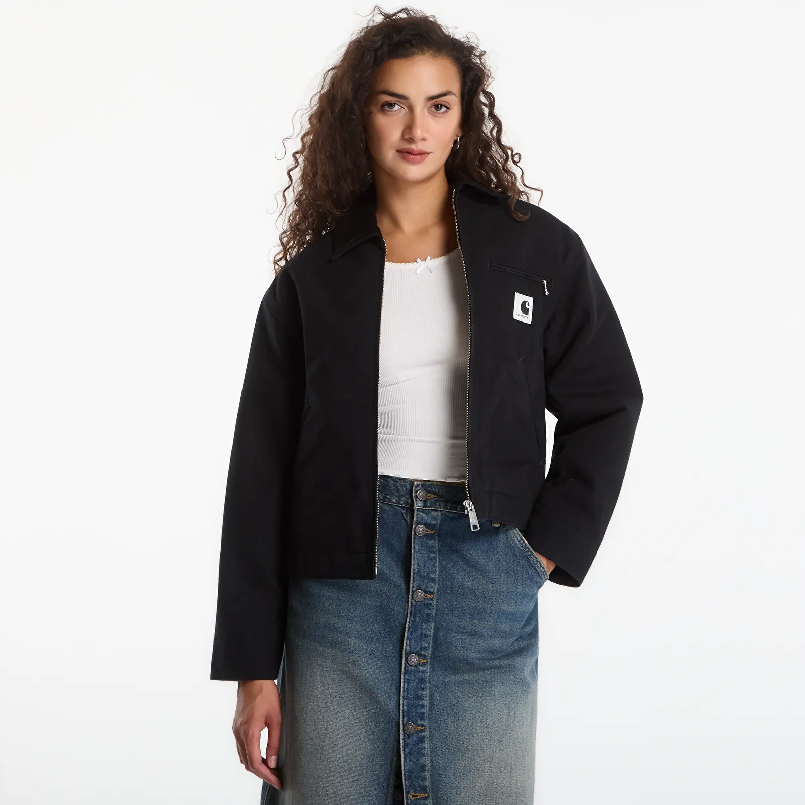 Dámské bundy Carhartt WIP W' OG Detroit Jacket Black/ Black Rinsed