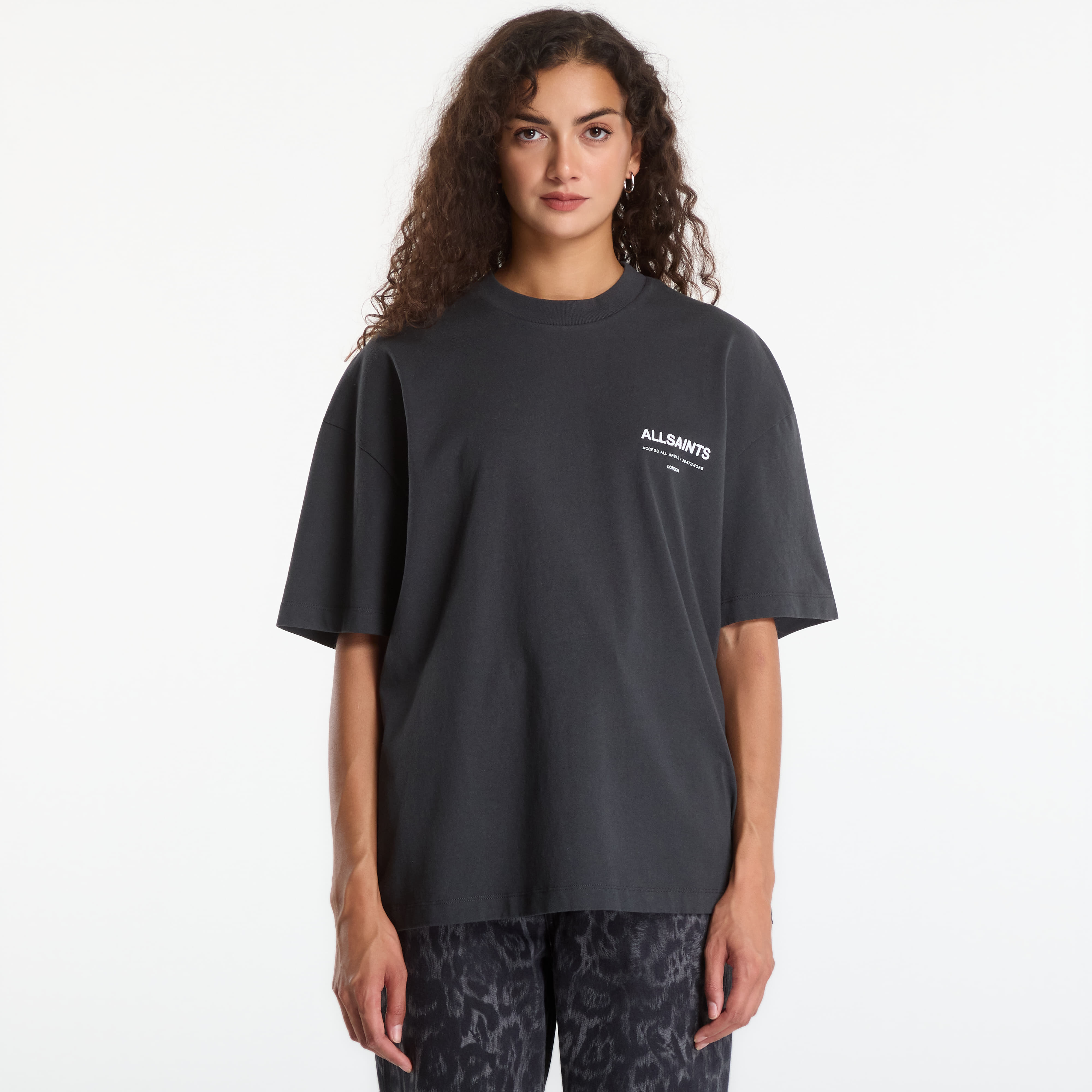 Тениска AllSaints Backstage Ss Crew Carter Grey XL
