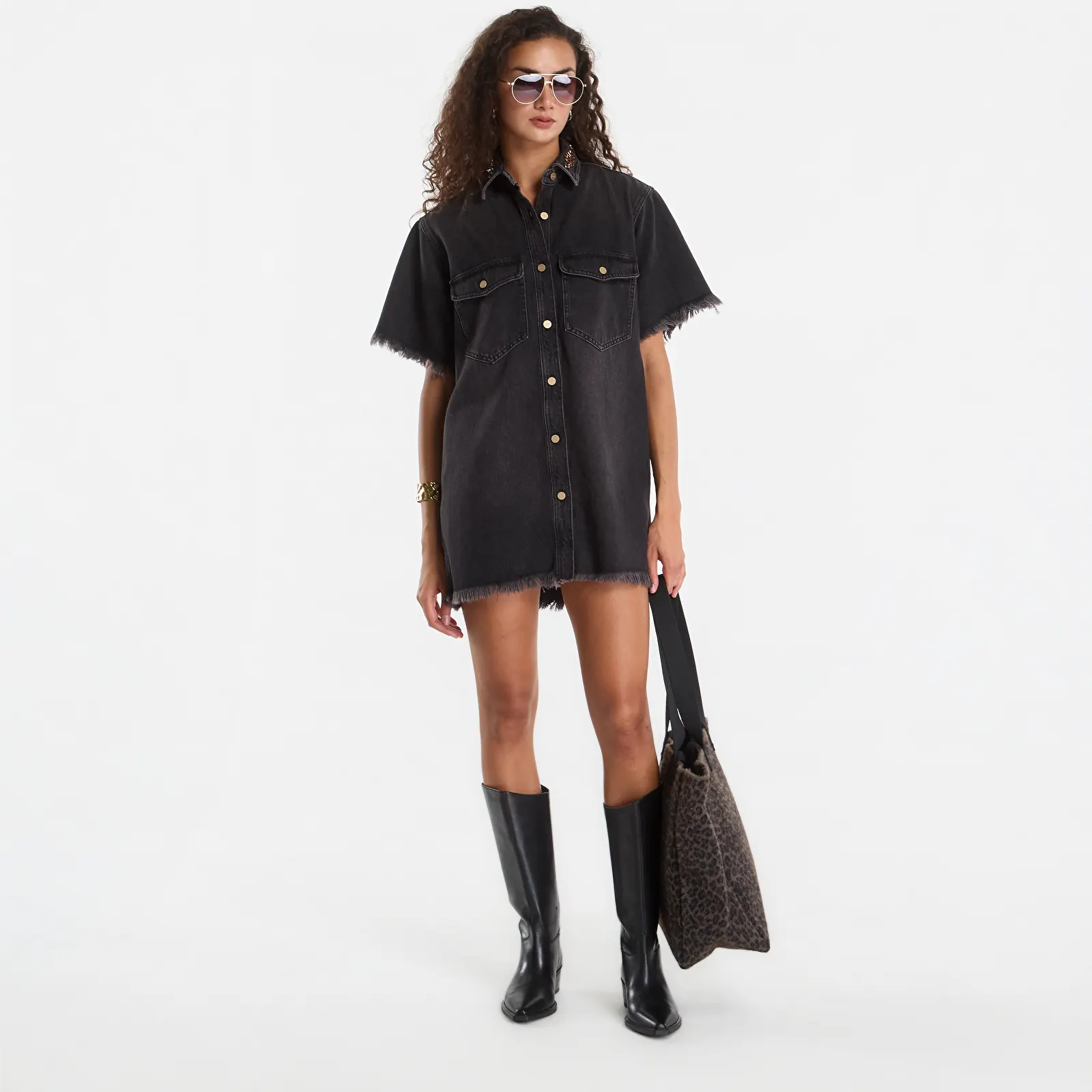 Dresses AllSaints Filou Denim Dress Overdyed Brown