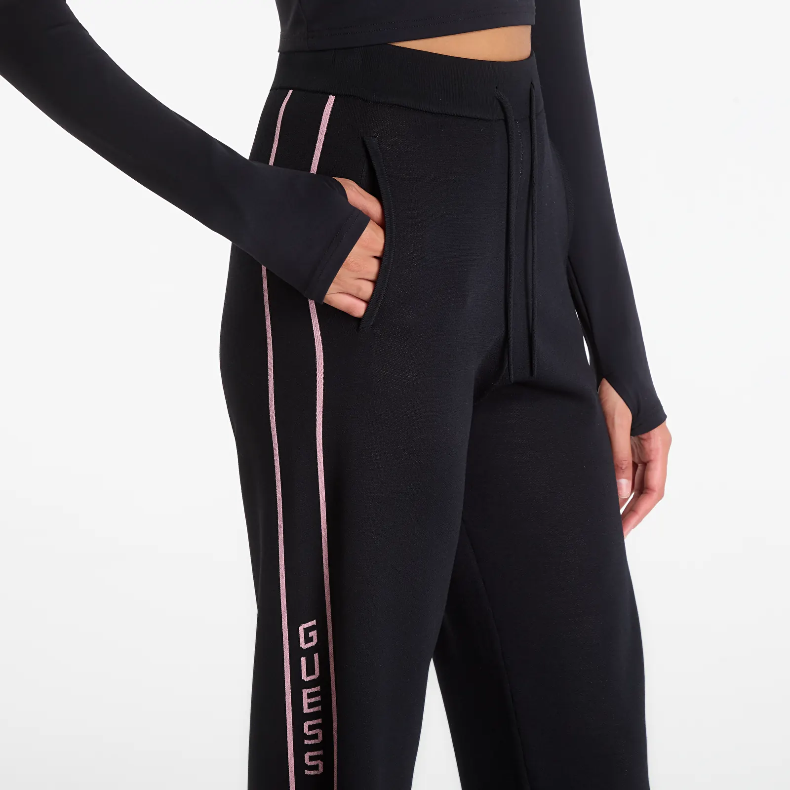 Pantalons femme GUESS Meissa Straight Pant Sweater Jet Black