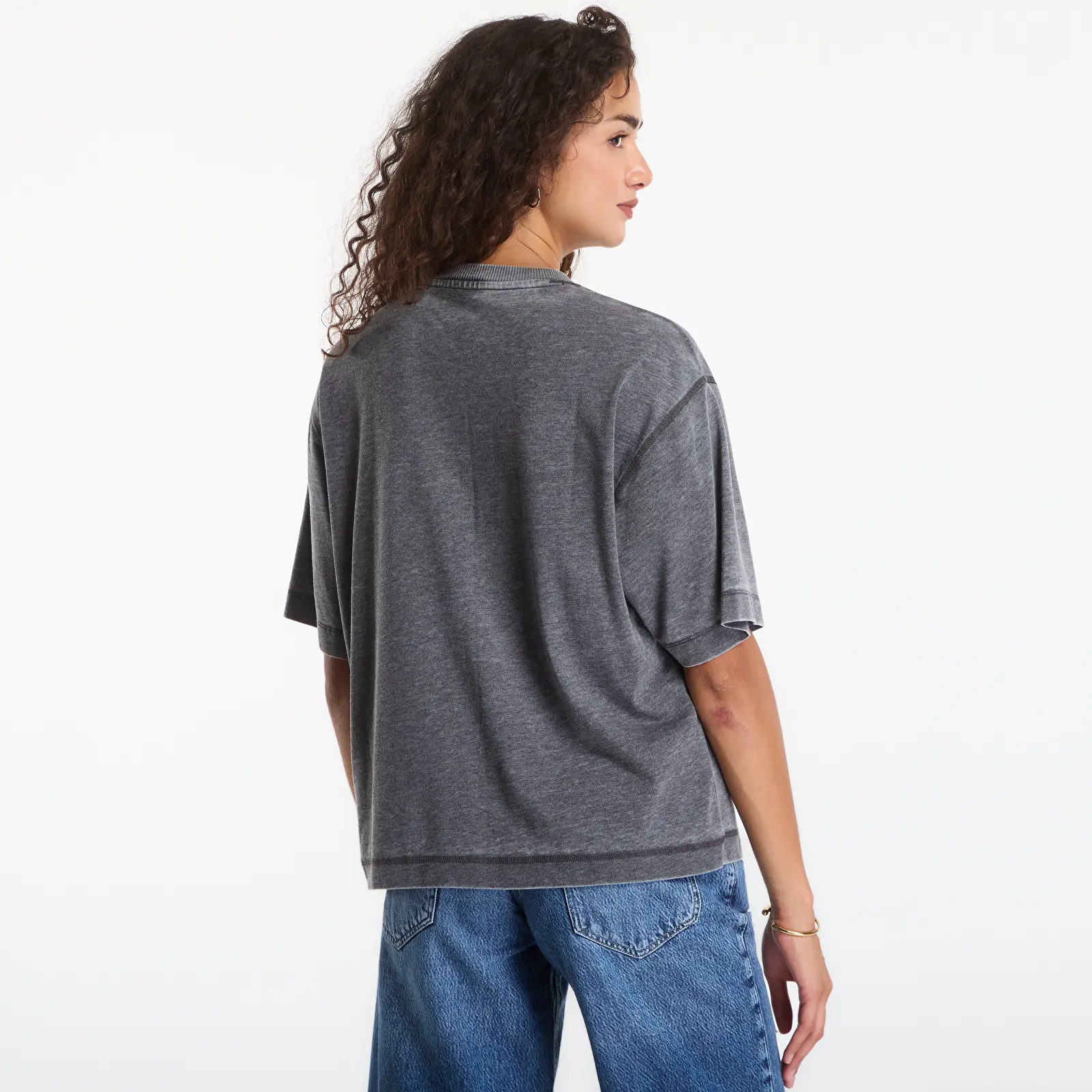 Dámske tričká Guess Ss Cn Burnout Oversize Tee Jet Black Devore