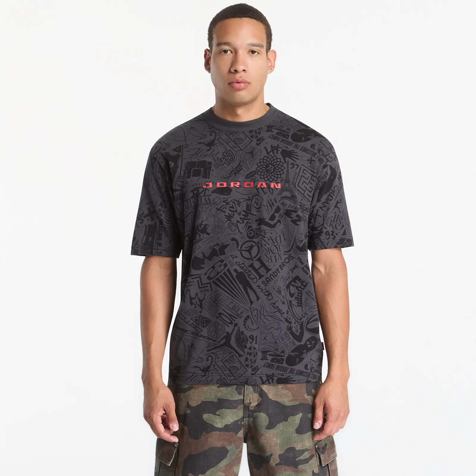 Pánske tričká Jordan Brooklyn Men's T-Shirt Black/ University Red