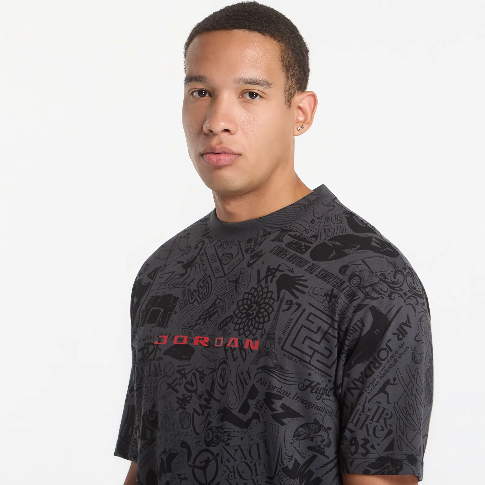 Pánske tričká Jordan Brooklyn Men's T-Shirt Black/ University Red